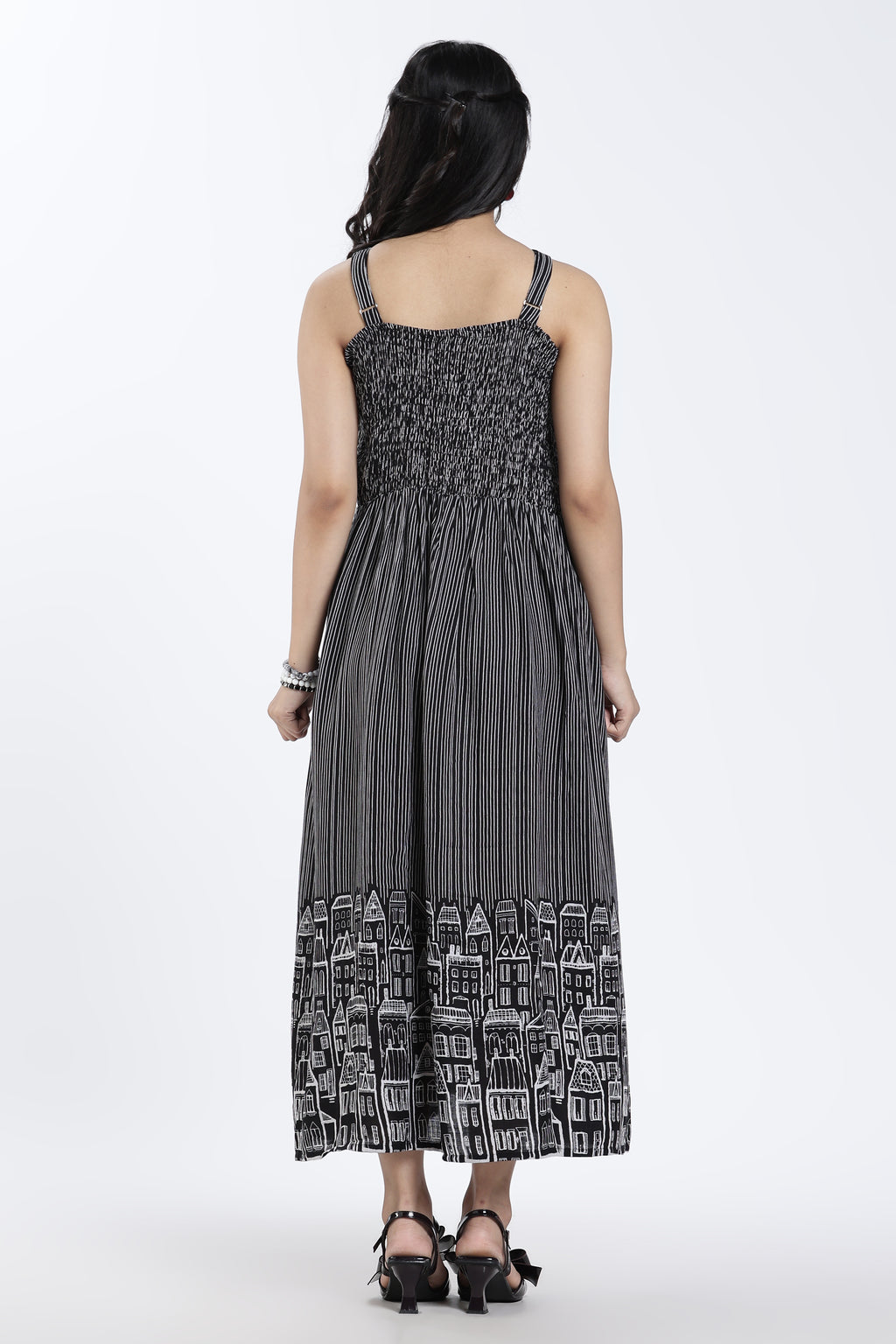 Black Abstract Regular Fit Dress for Women - Image 5
