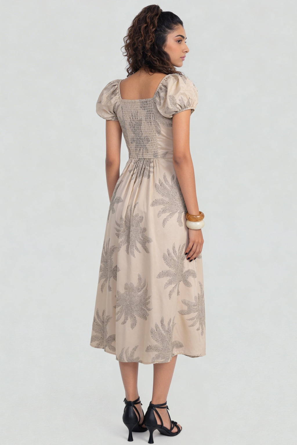 Off White All - Over Printed Regular Fit Dress for Women - Image 4