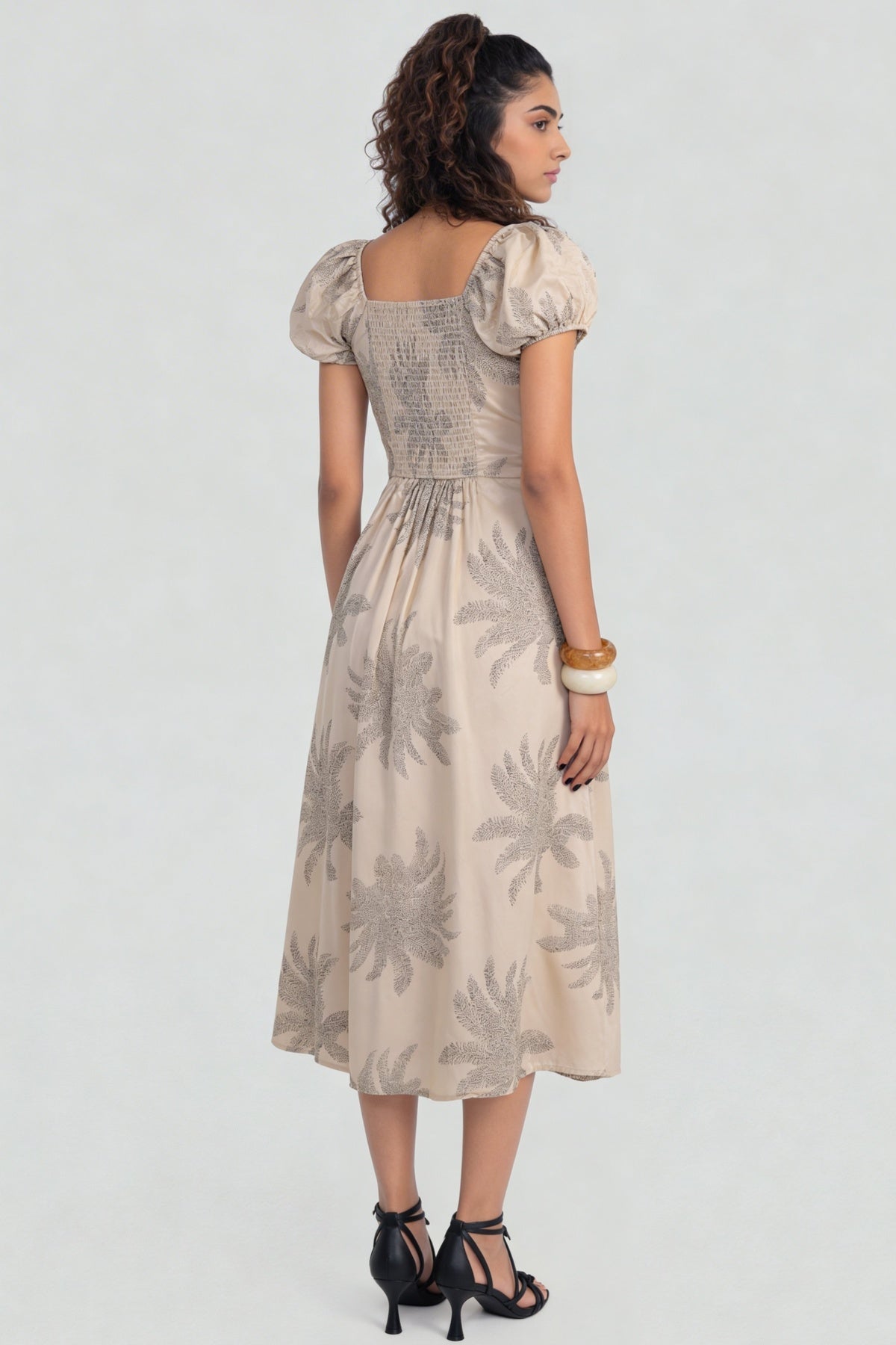 Off White All - Over Printed Regular Fit Dress for Women - Image 4