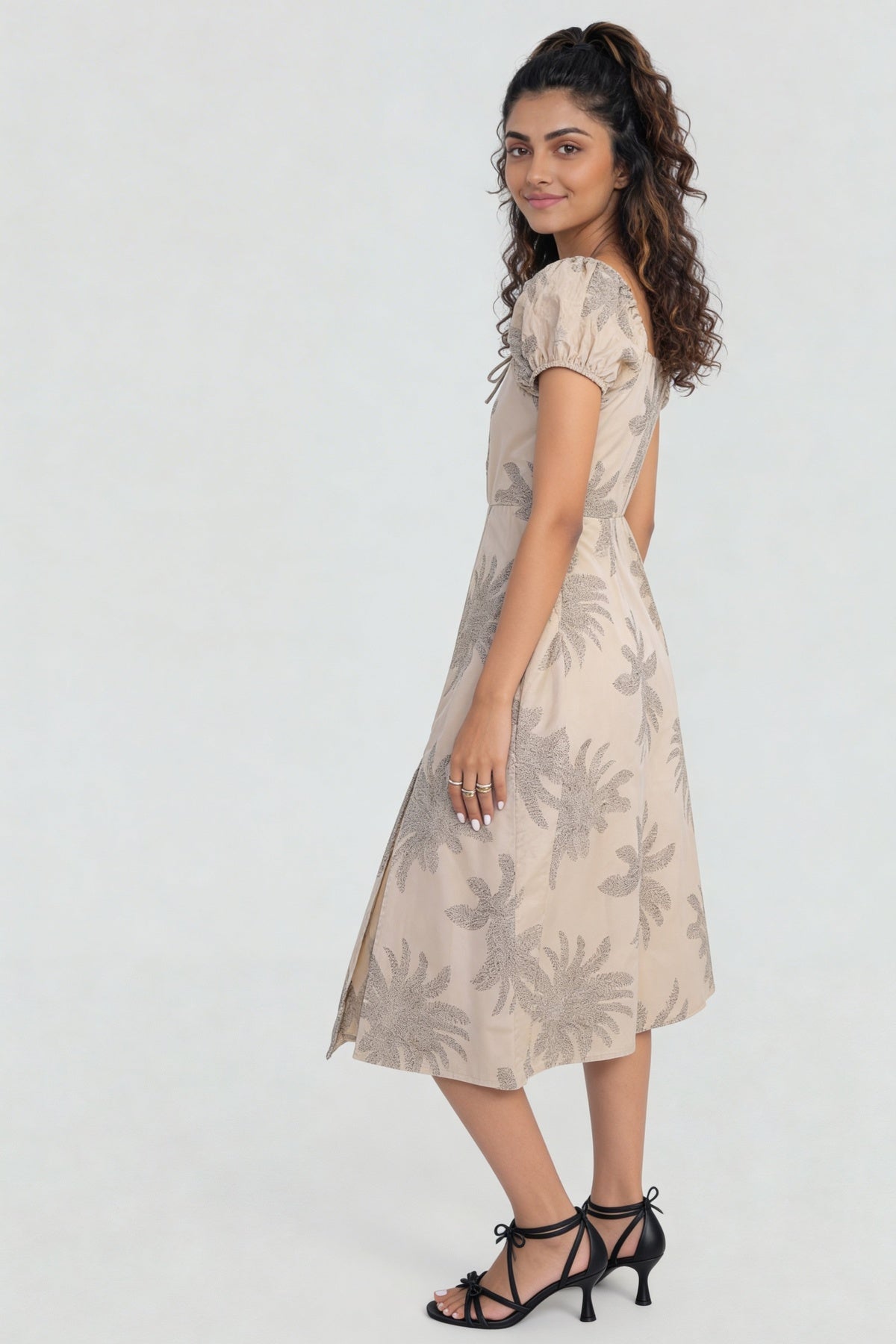 Off White All - Over Printed Regular Fit Dress for Women - Image 5