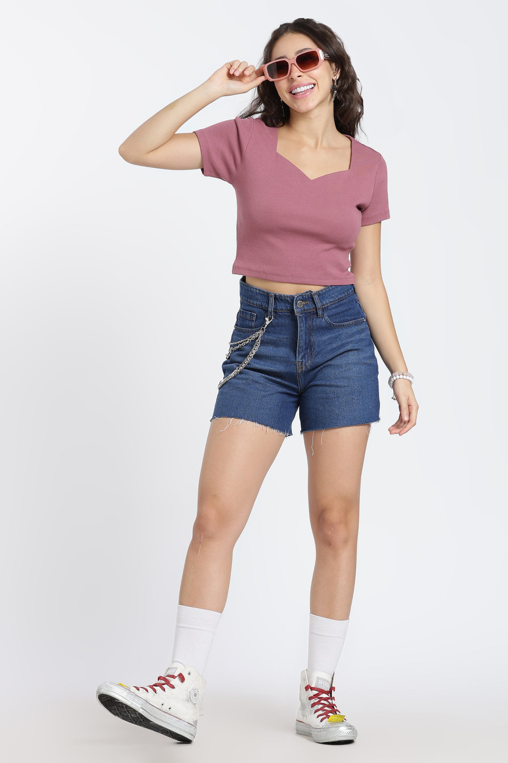 Mauve Regular Fit Crop Top For Women - Image 6