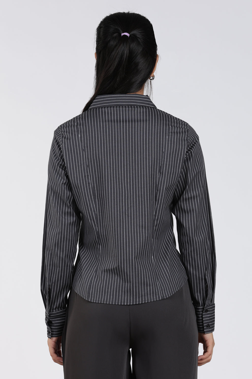 Charcoal Stripes Regular FiT-Shirt for Women - Image 5
