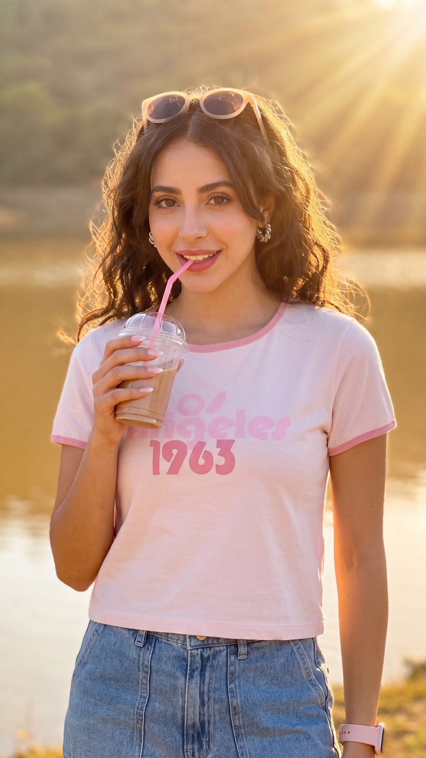 Pink Cotton Regular Fit T-Shirt For Women - Image 1