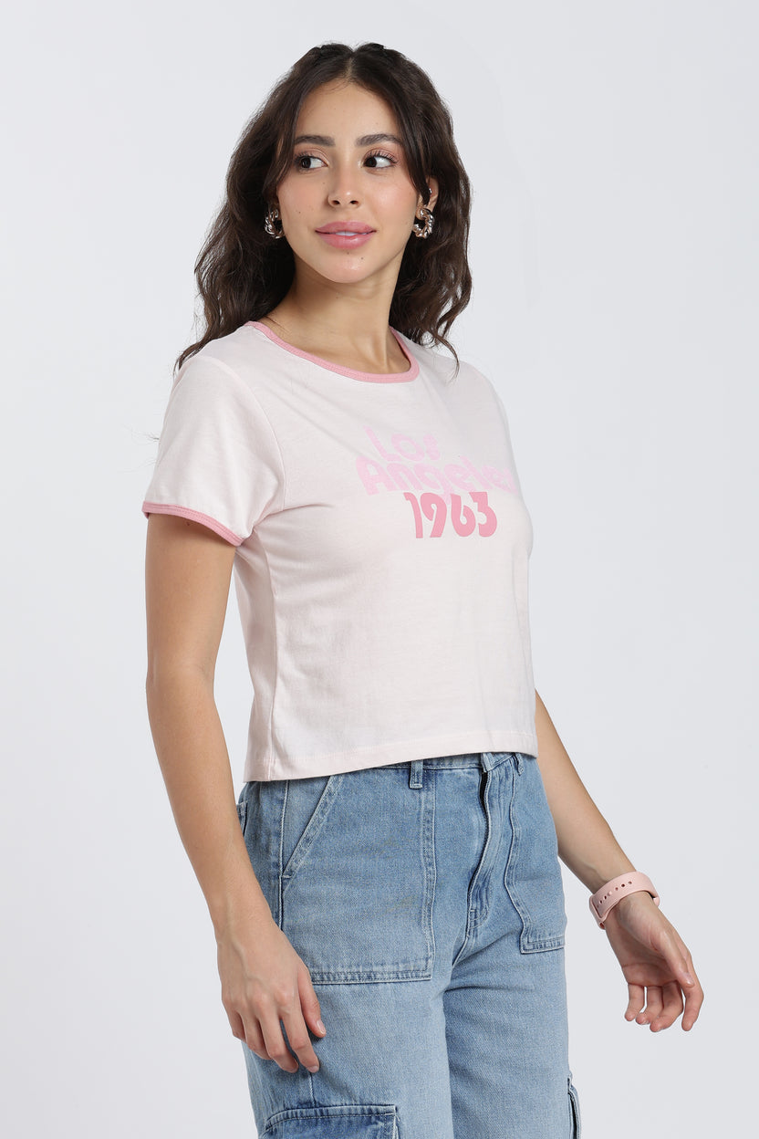 Pink Cotton Regular Fit T-Shirt For Women - Image 4