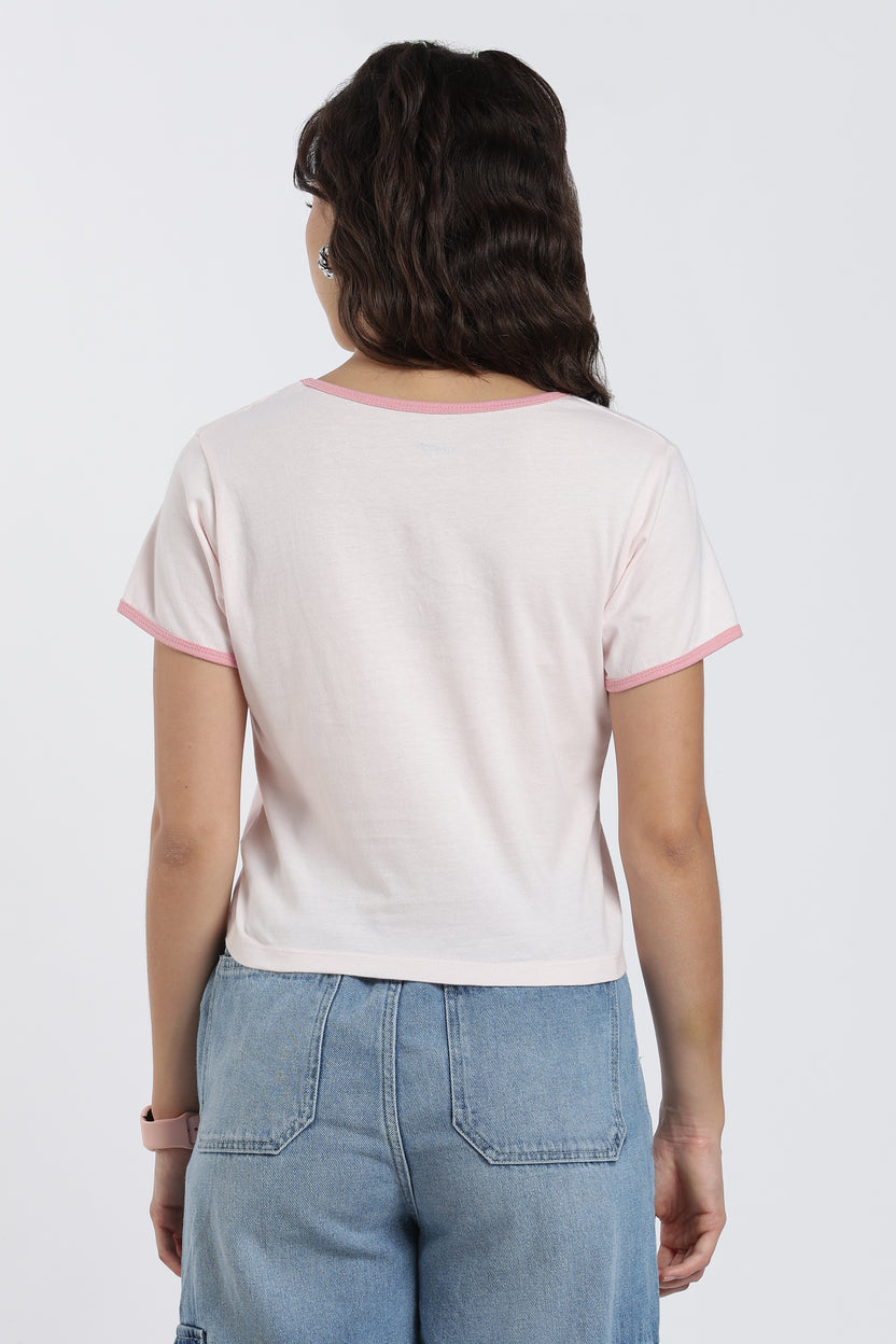 Pink Cotton Regular Fit T-Shirt For Women - Image 5