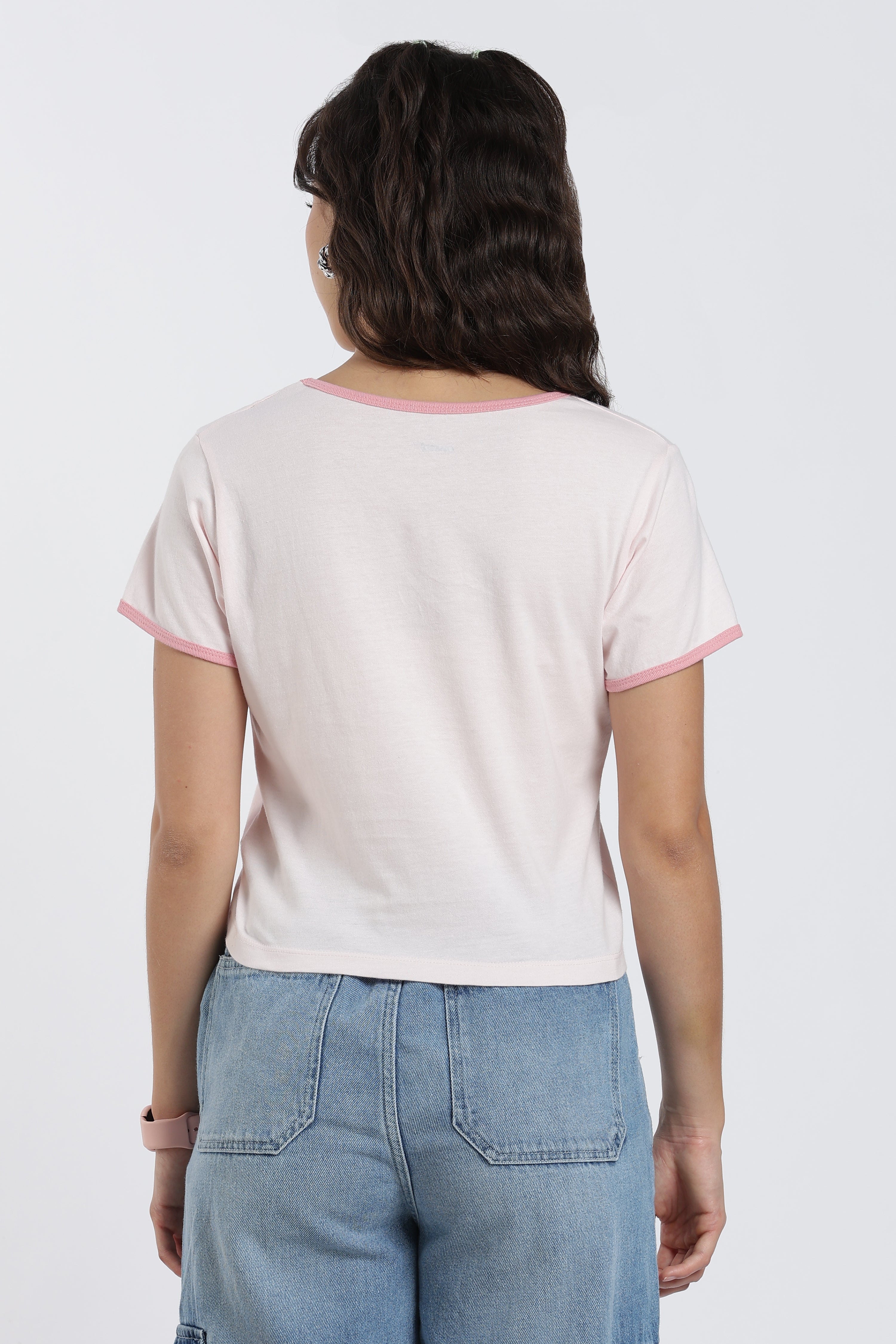 Pink Cotton Regular Fit T-Shirt for Women - Image 5
