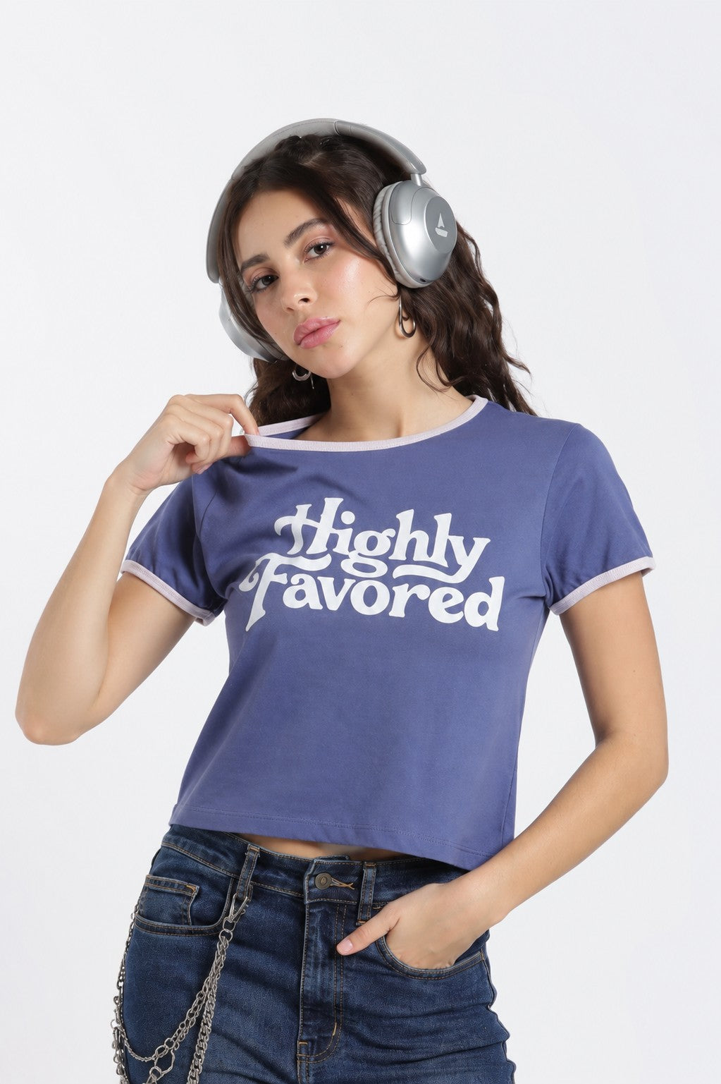 Blue Typographic Printed T-Shirt for Women - Image 1
