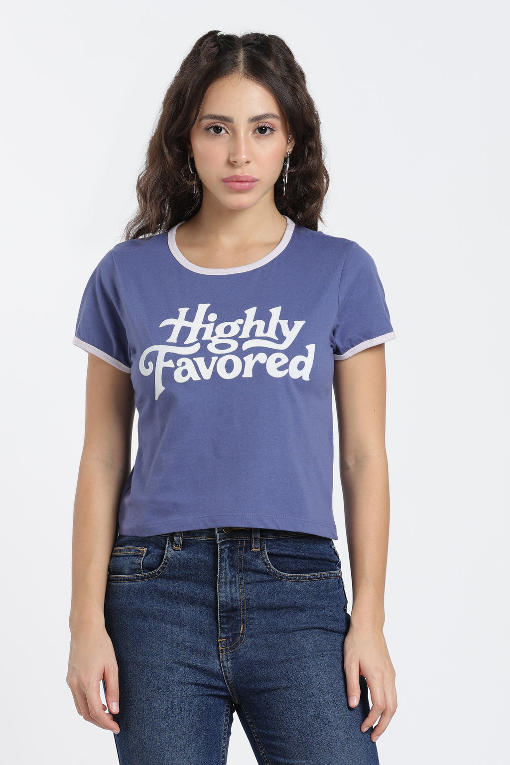 Blue Typographic Printed T-Shirt for Women - Image 2