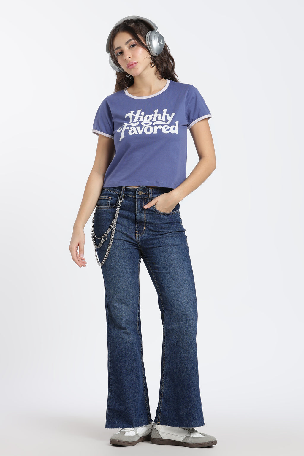 Blue Typographic Printed T-Shirt for Women - Image 6