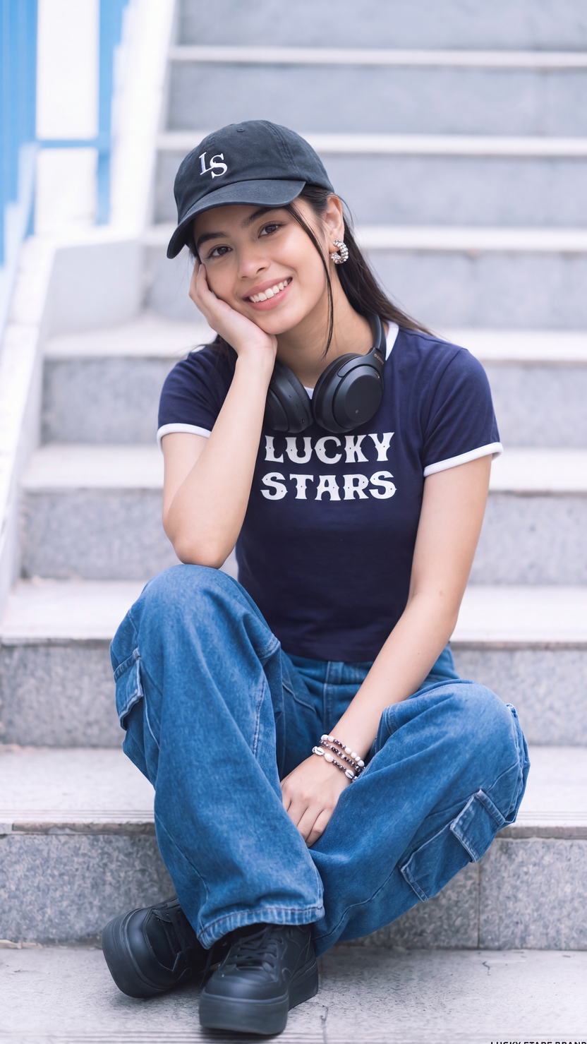 Navy Cotton Regular Fit T-Shirt For Women - Image 1