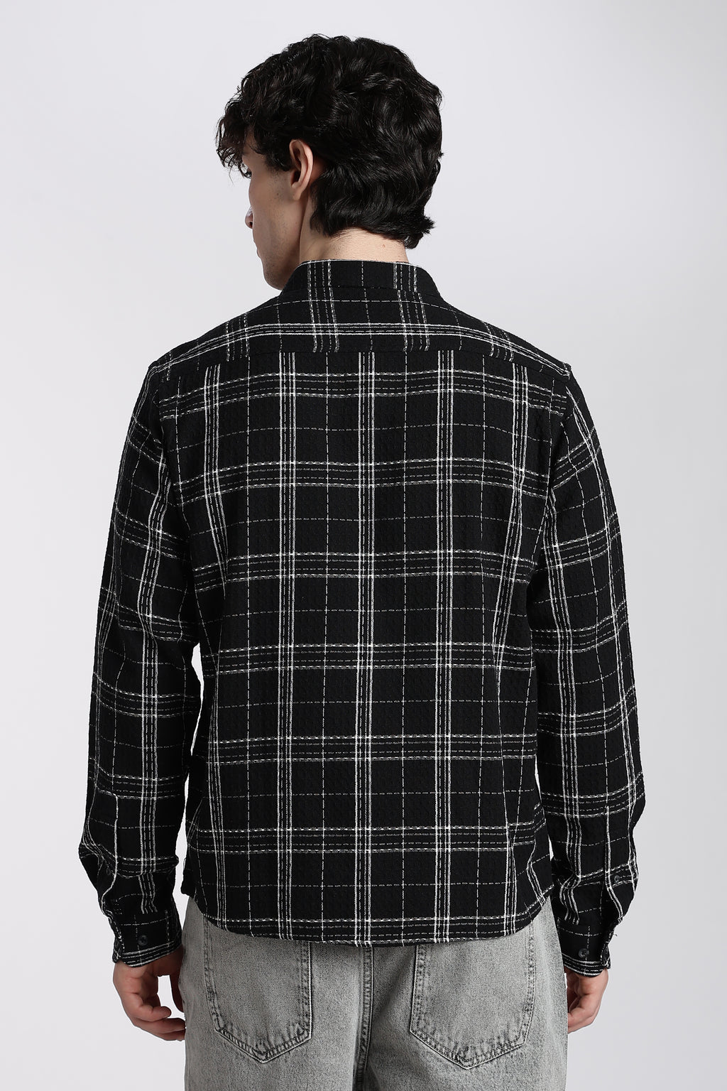Black Checked Regular Fit Shirt for Men - Image 5