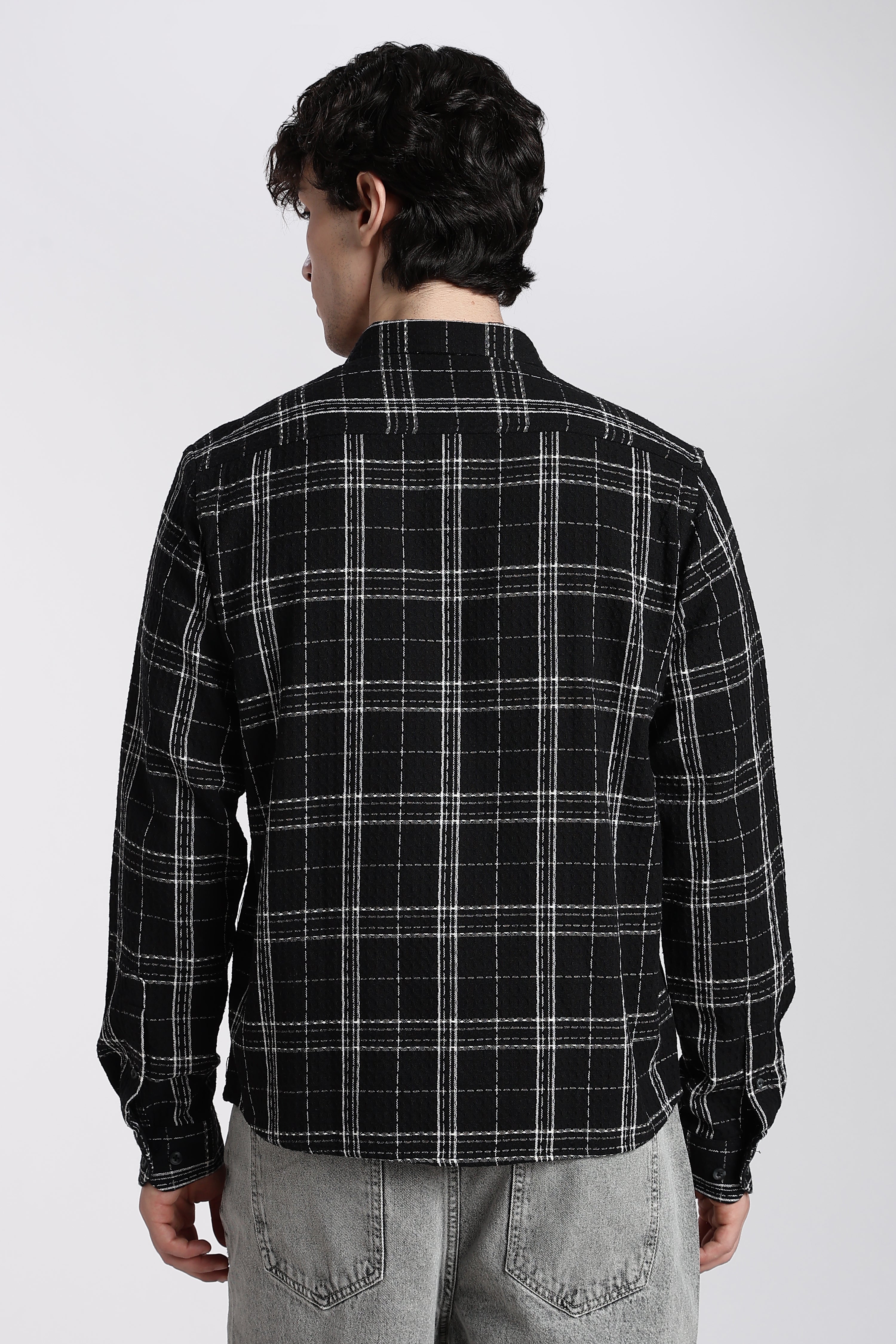 Black Checked Regular Fit Shirt for Men - Image 5