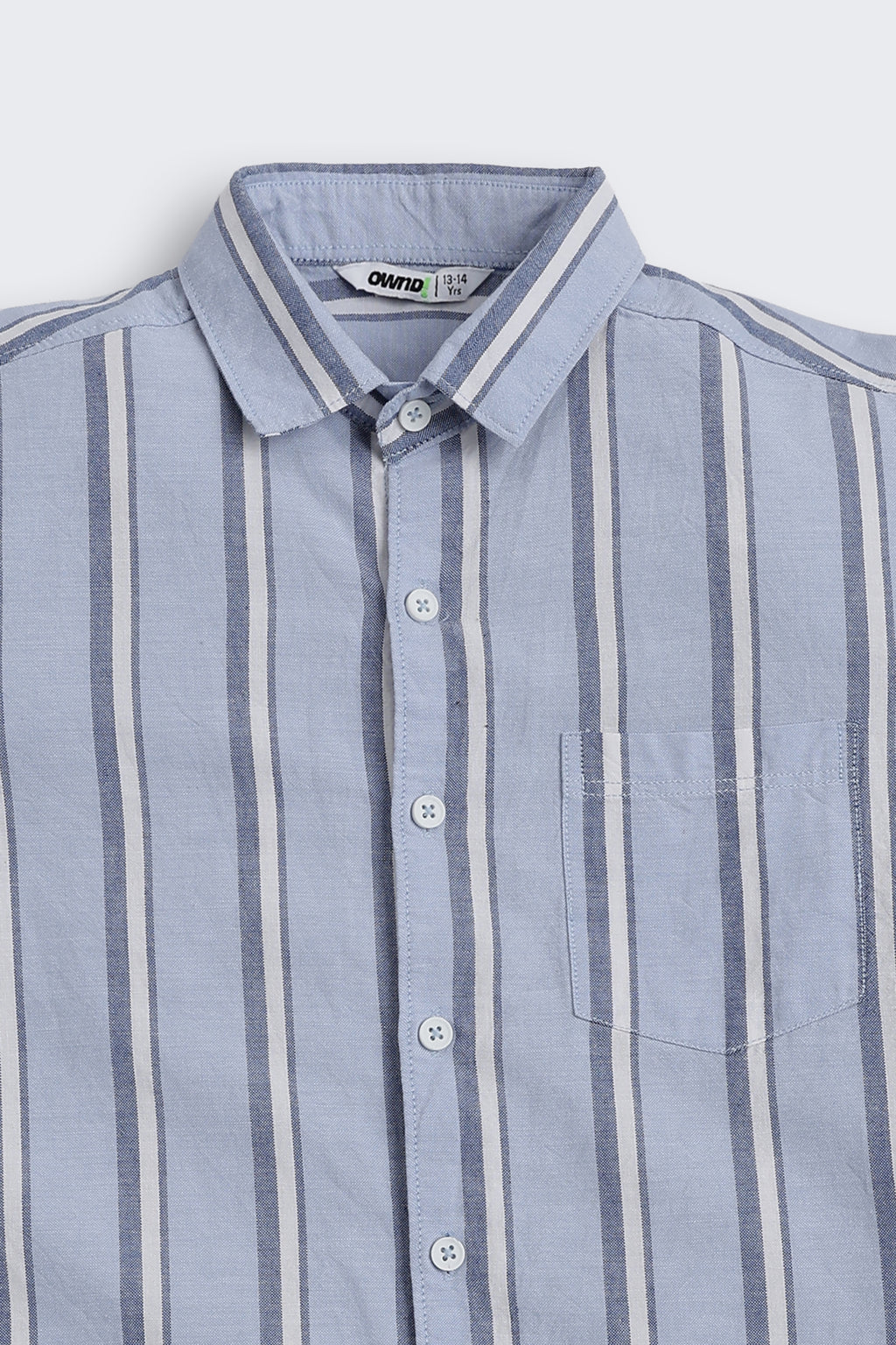 Light Blue Regular Fit Striped Shirt for Tweens Boys - Image 4