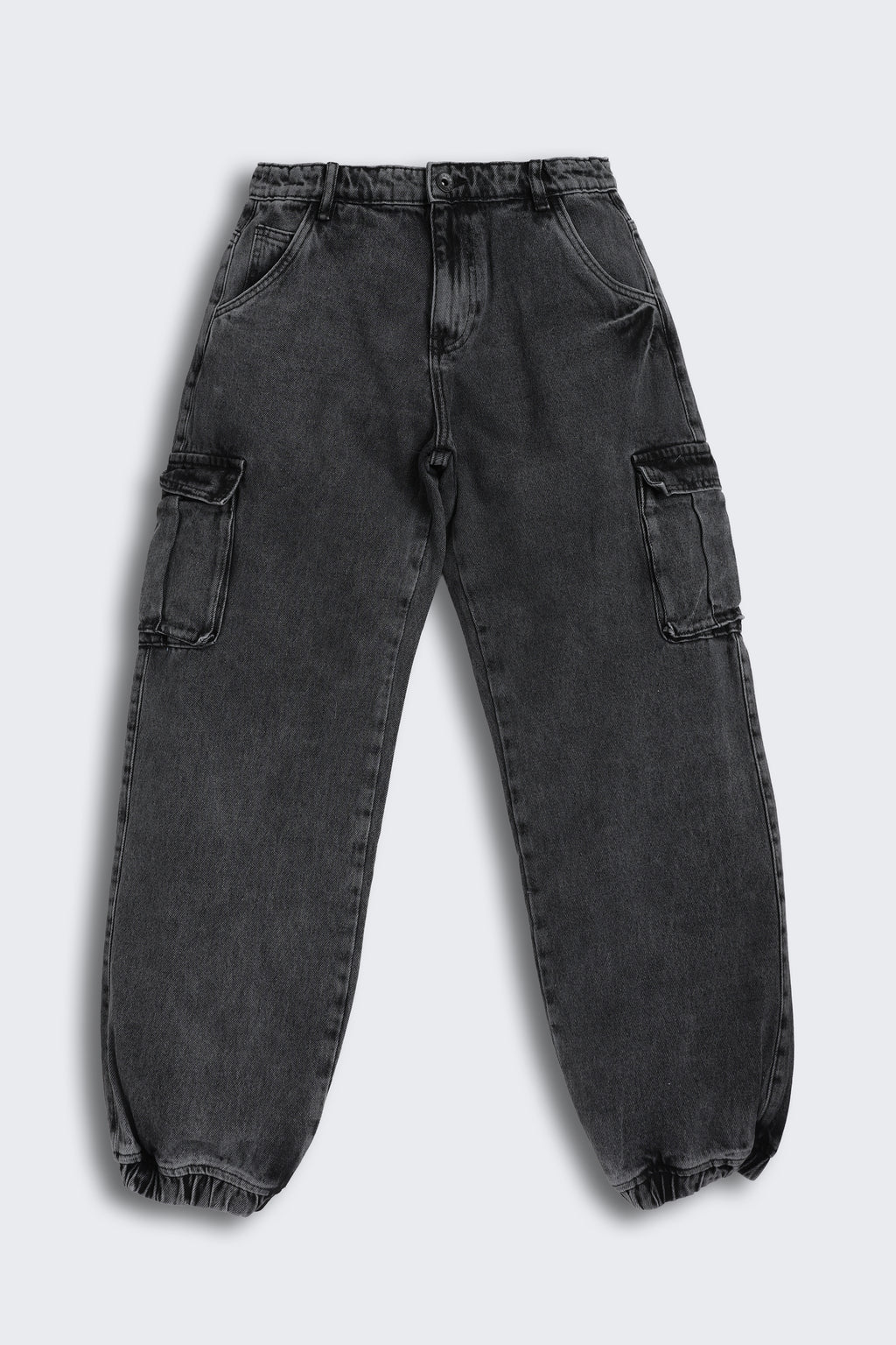 Charcoal Solid Regular Fit Jeans for Tweens Boys - Image 2