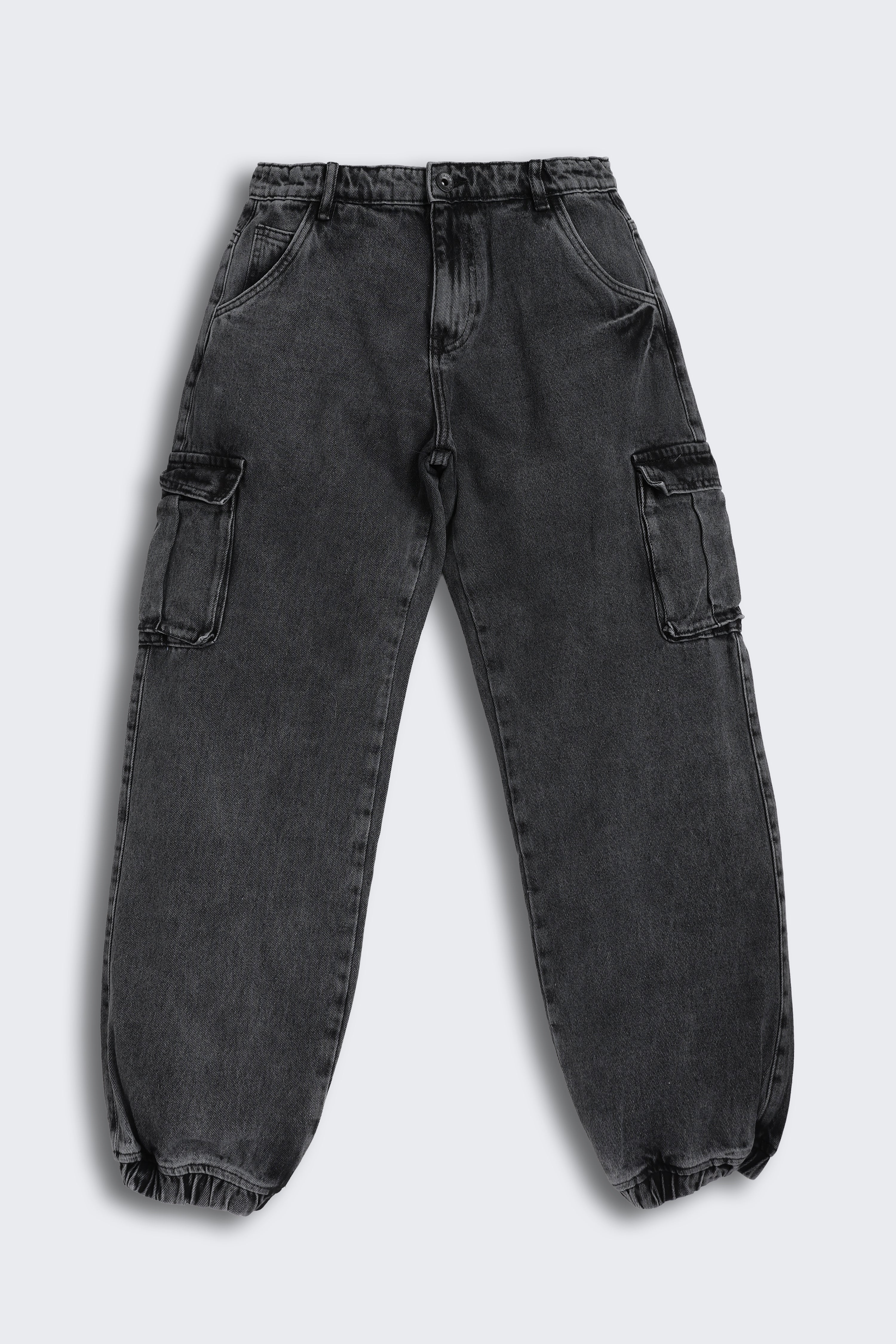 Charcoal Solid Regular Fit Jeans for Tweens Boys - Image 2