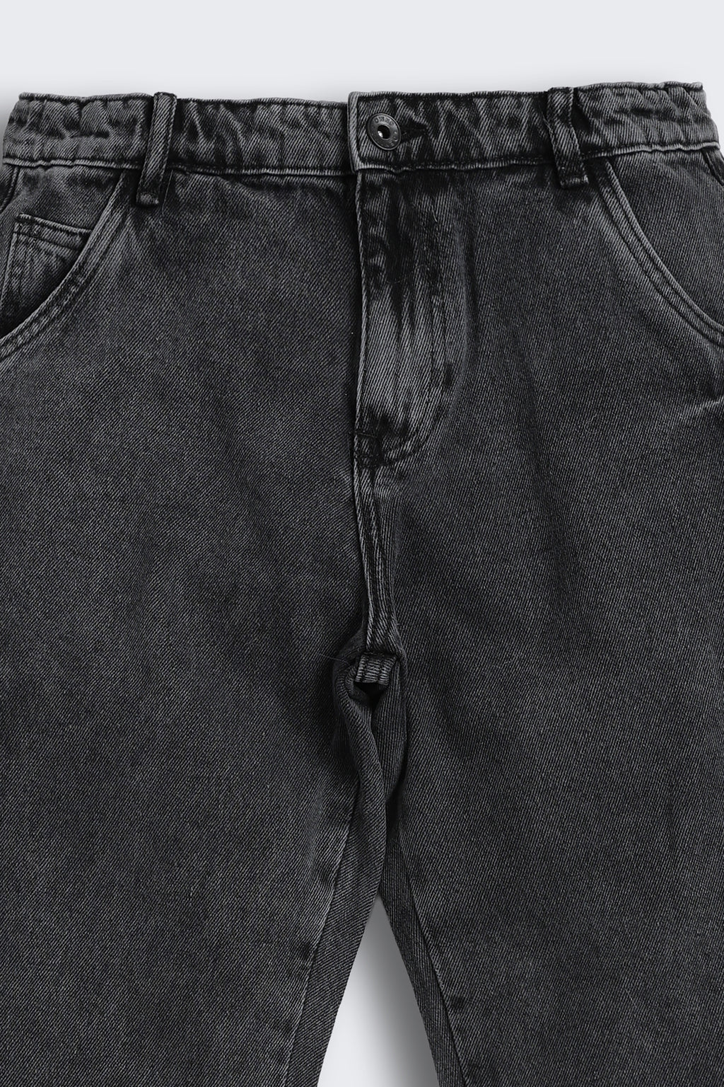 Charcoal Solid Regular Fit Jeans for Tweens Boys - Image 4