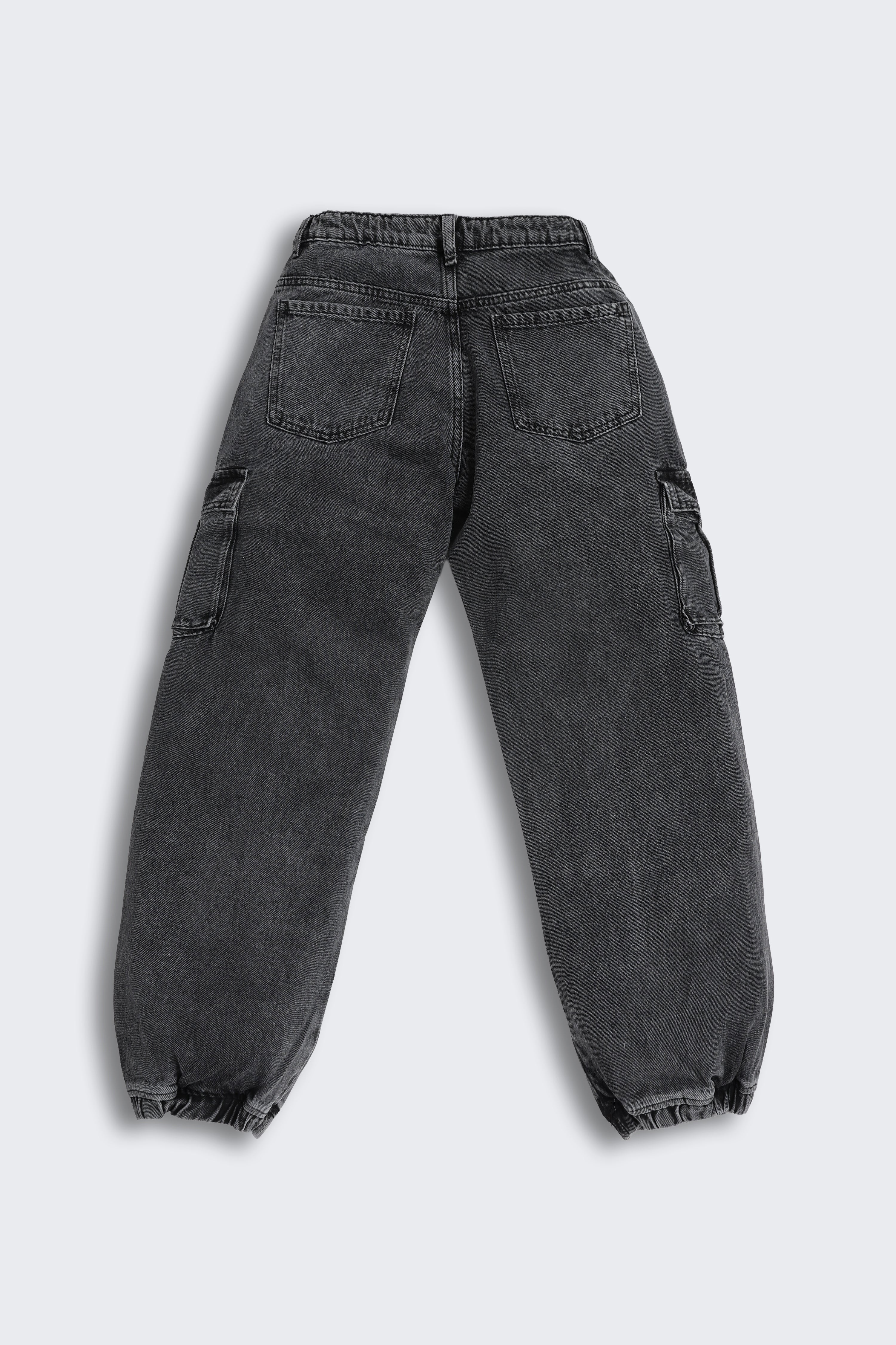Charcoal Solid Regular Fit Jeans for Tweens Boys - Image 3