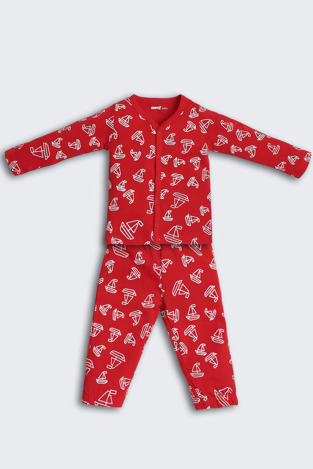 Red Boat All - Over Printed Regular Fit Co-ord Set for Infant Boys - Image 2