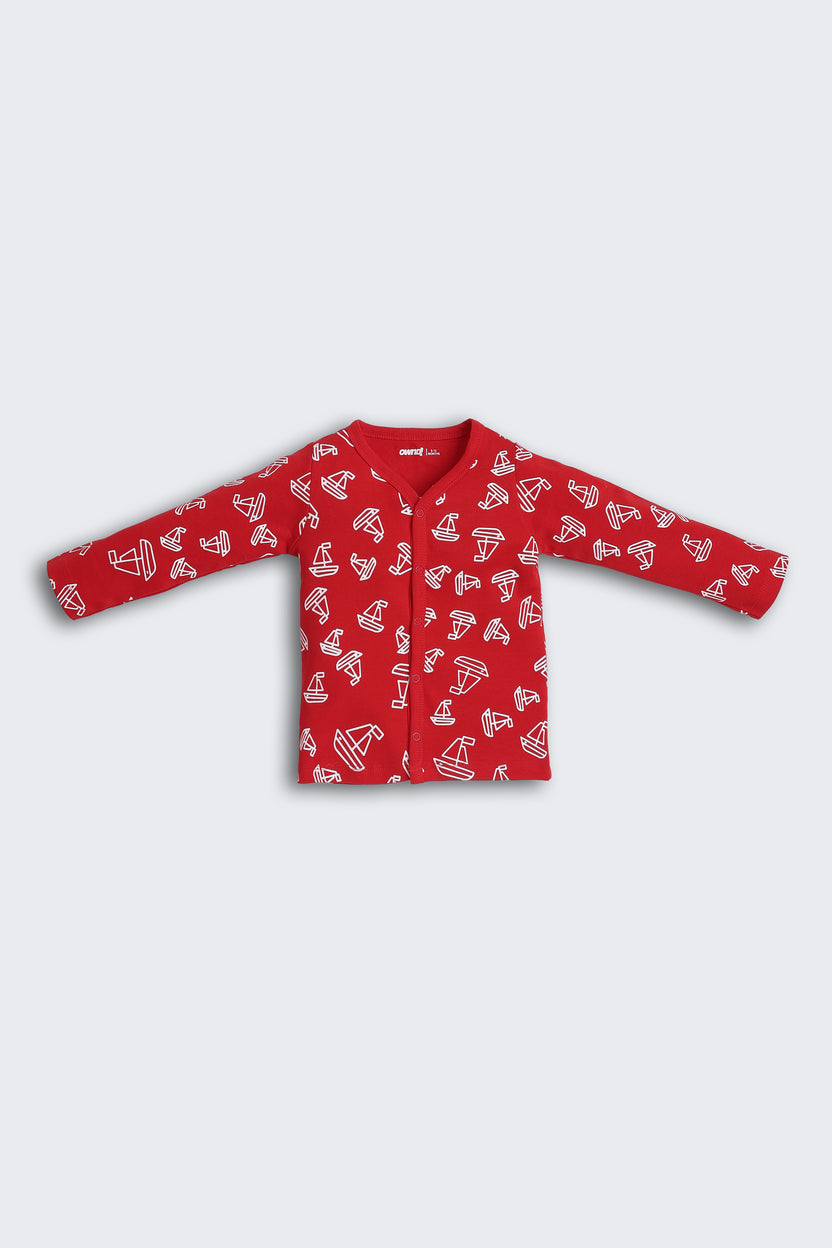 Red Boat All - Over Printed Regular Fit Co-ord Set for Infant Boys - Image 3