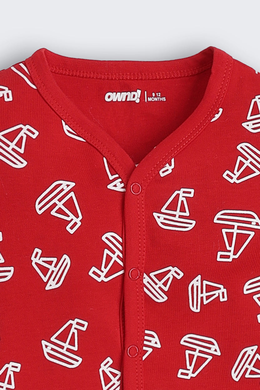 Red Boat All - Over Printed Regular Fit Co-ord Set for Infant Boys - Image 5