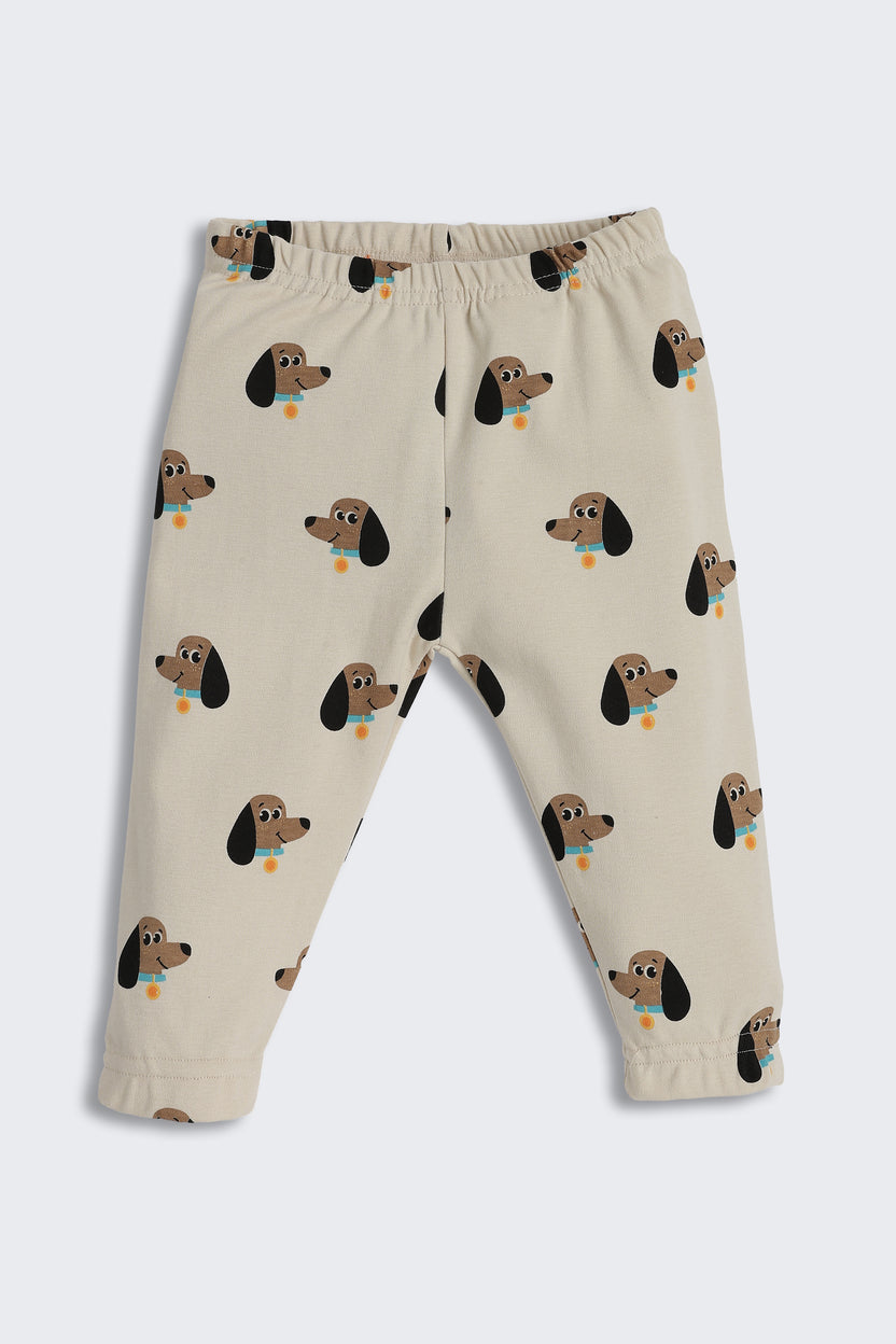 Beige Dogs Printed Regular Fit Co-ord Set for Infant Boys - Image 5