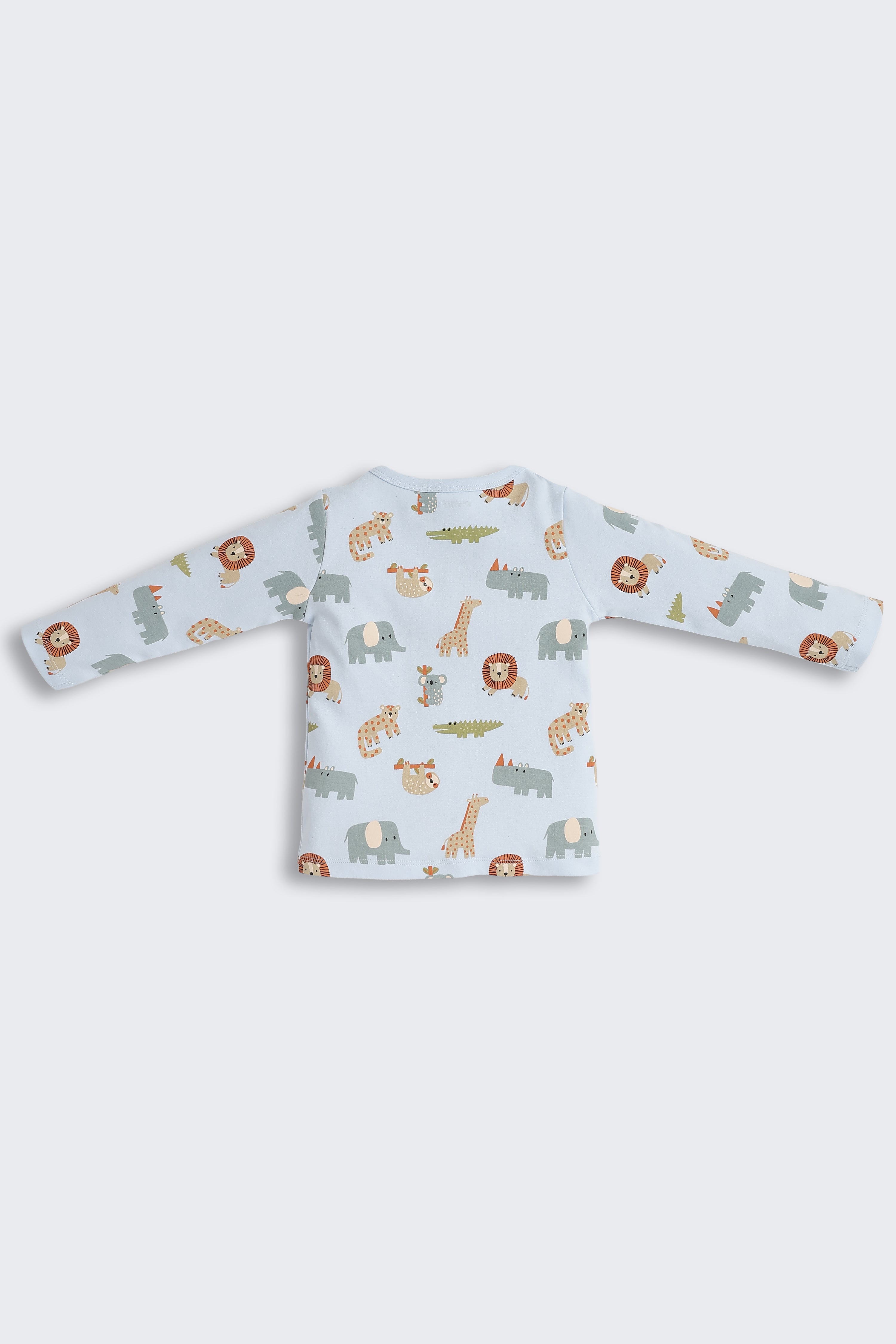 Light Blue Animal Graphic Printed Regular Fit Co-ord Set for Infant Boys - Image 4