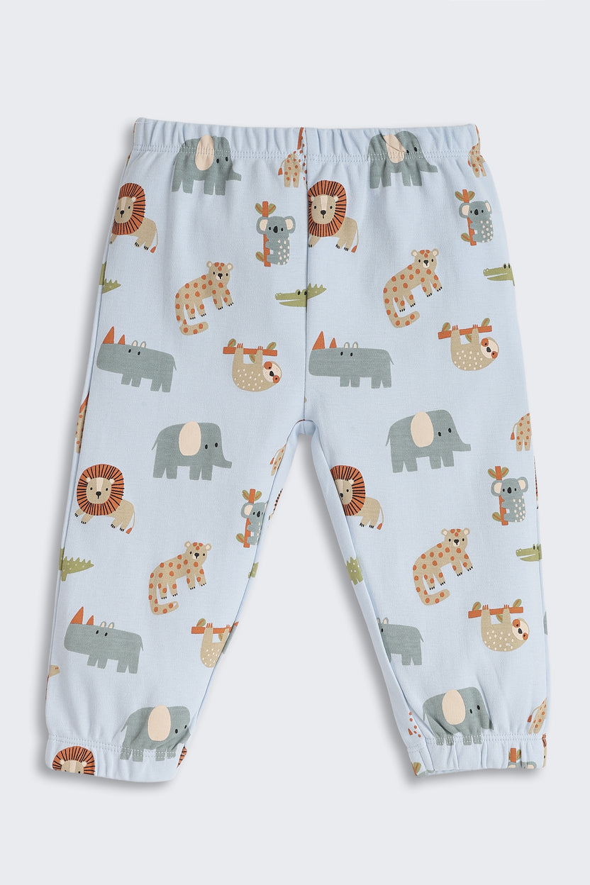 Light Blue Animal Graphic Printed Regular Fit Co-ord Set for Infant Boys - Image 5