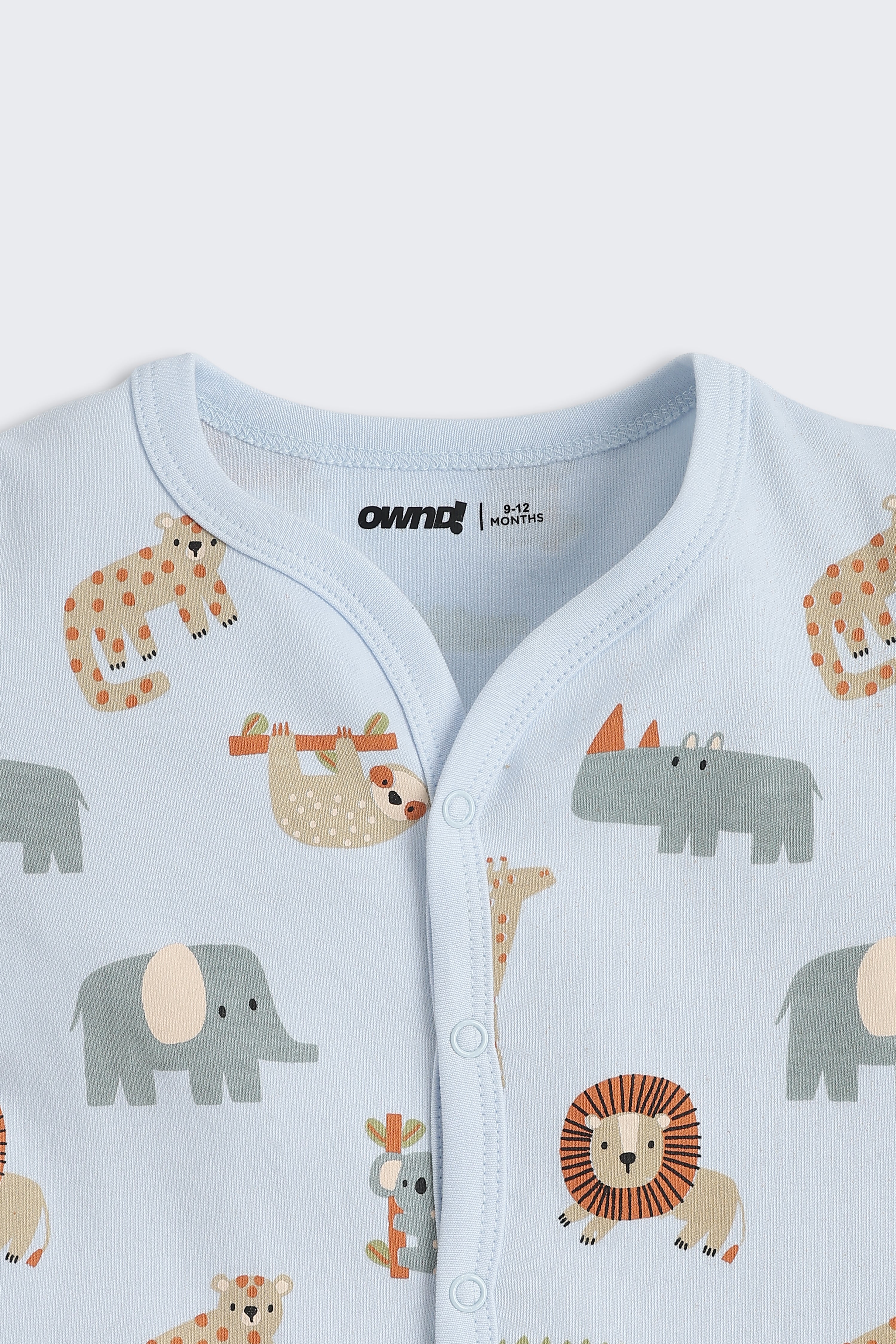 Light Blue Animal Graphic Printed Regular Fit Co-ord Set for Infant Boys - Image 6