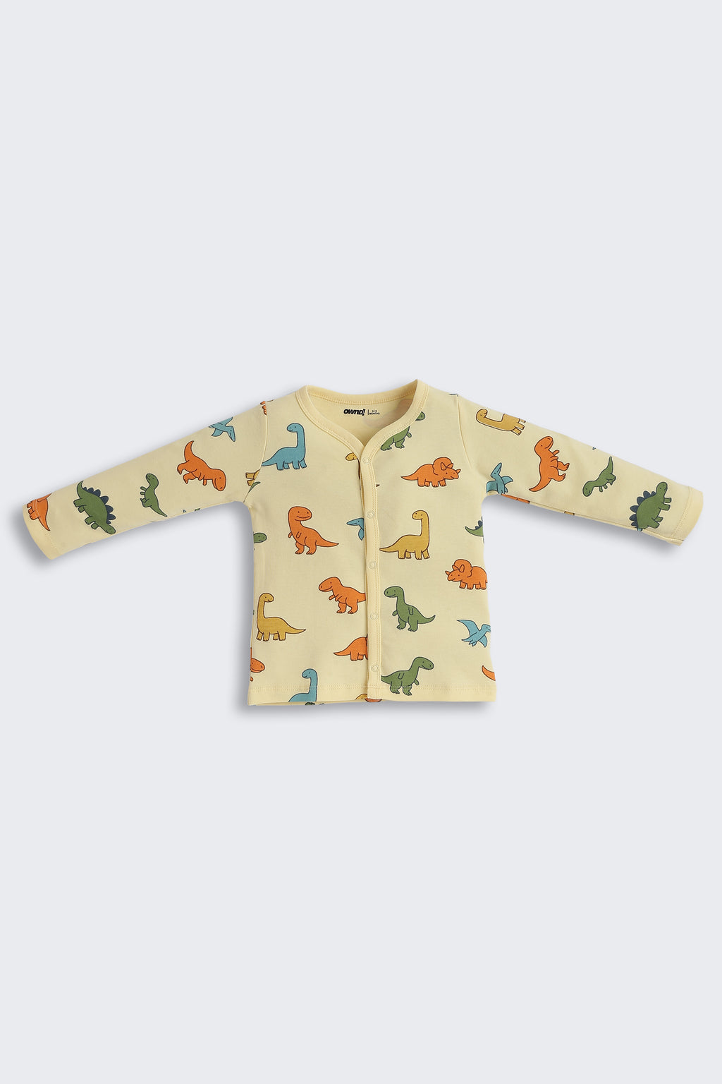 Yellow Dinosaur Graphic Printed Regular Fit Co-ord Set for Infant Boys - Image 2