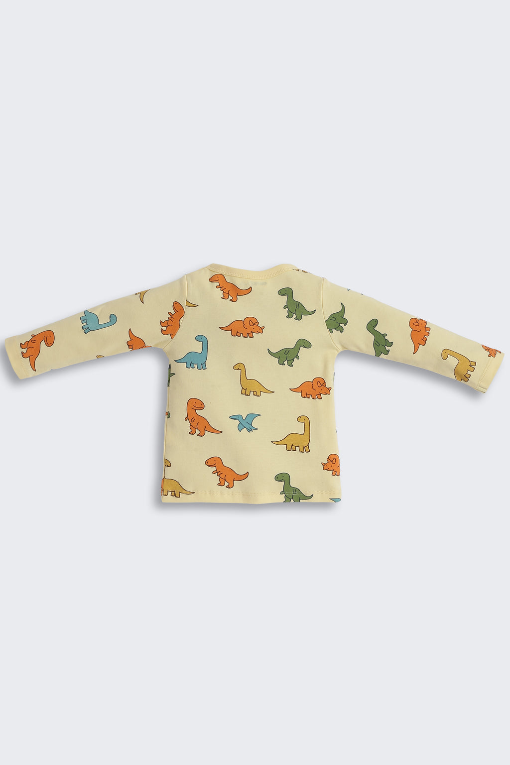 Yellow Dinosaur Graphic Printed Regular Fit Co-ord Set for Infant Boys - Image 3