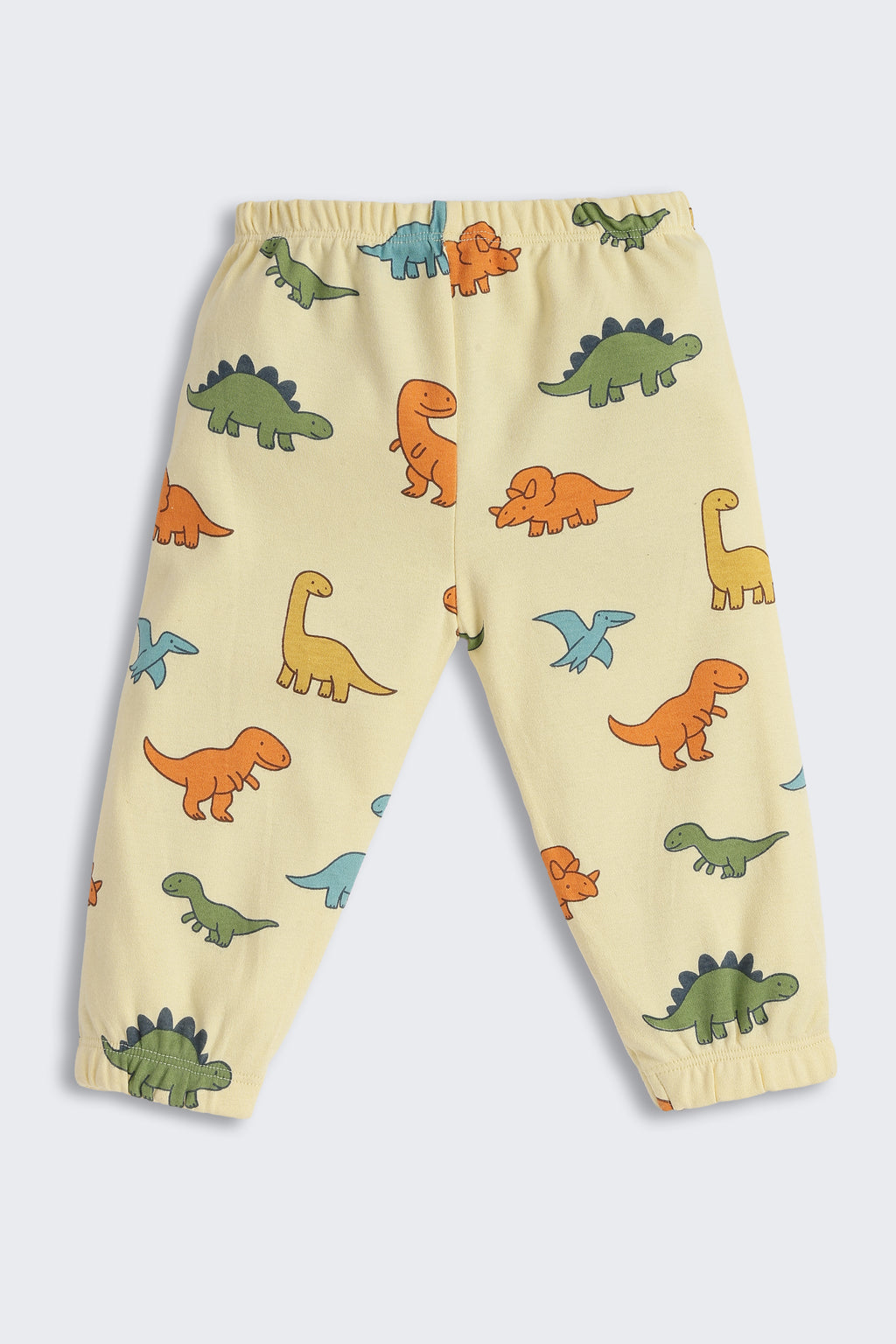 Yellow Dinosaur Graphic Printed Regular Fit Co-ord Set for Infant Boys - Image 4