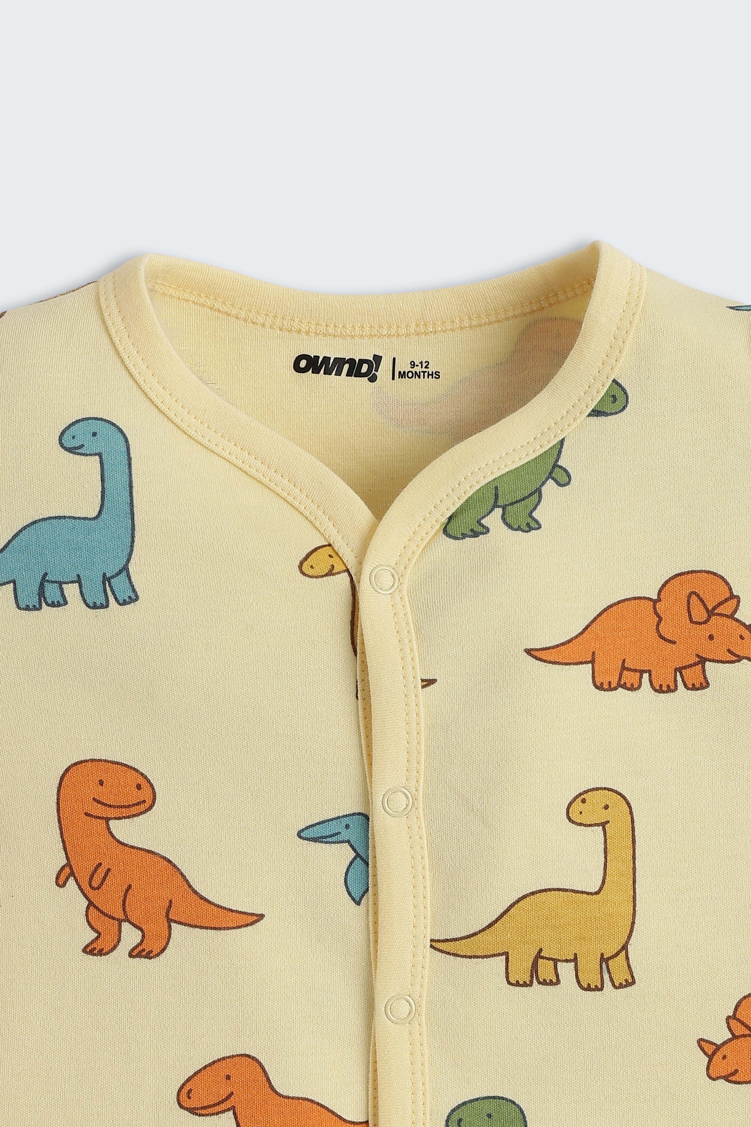 Yellow Dinosaur Graphic Printed Regular Fit Co-ord Set for Infant Boys - Image 5