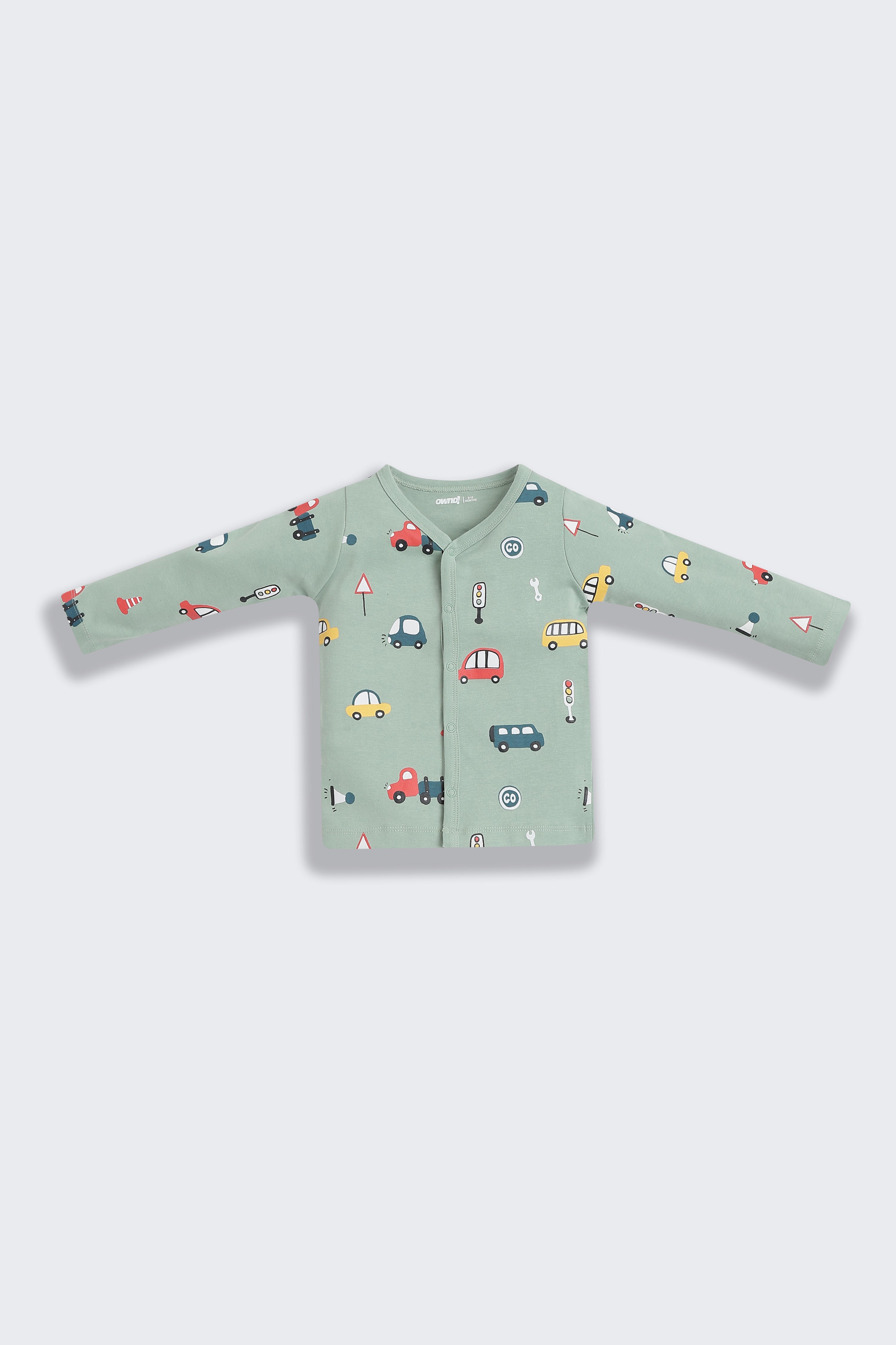 Green Bus Printed Regular Fit Co-ord Set for Infant Boys - Image 3