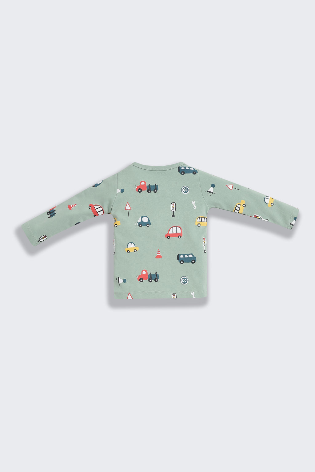 Green Bus Printed Regular Fit Co-ord Set for Infant Boys - Image 4