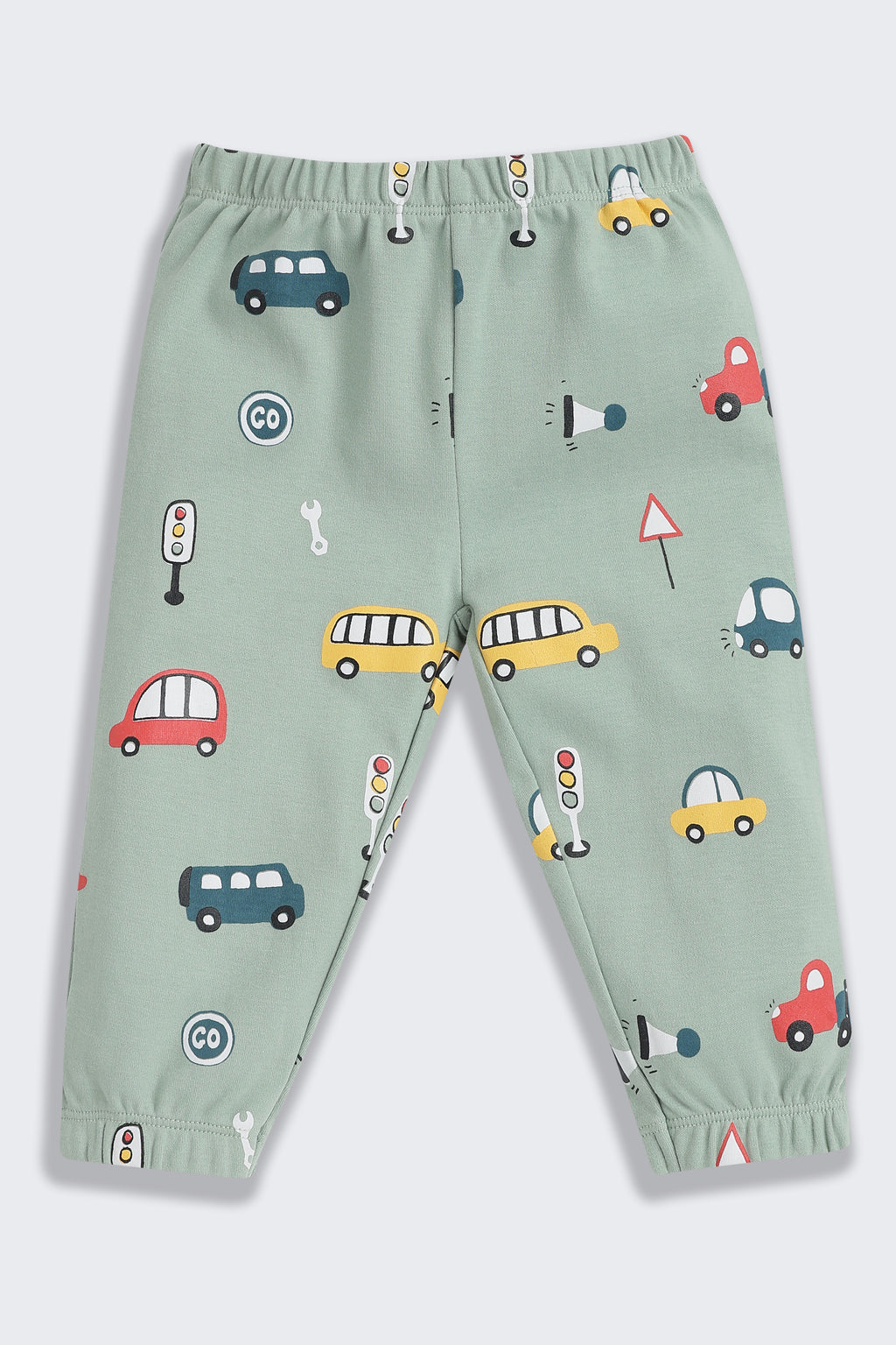 Green Bus Printed Regular Fit Co-ord Set for Infant Boys - Image 5