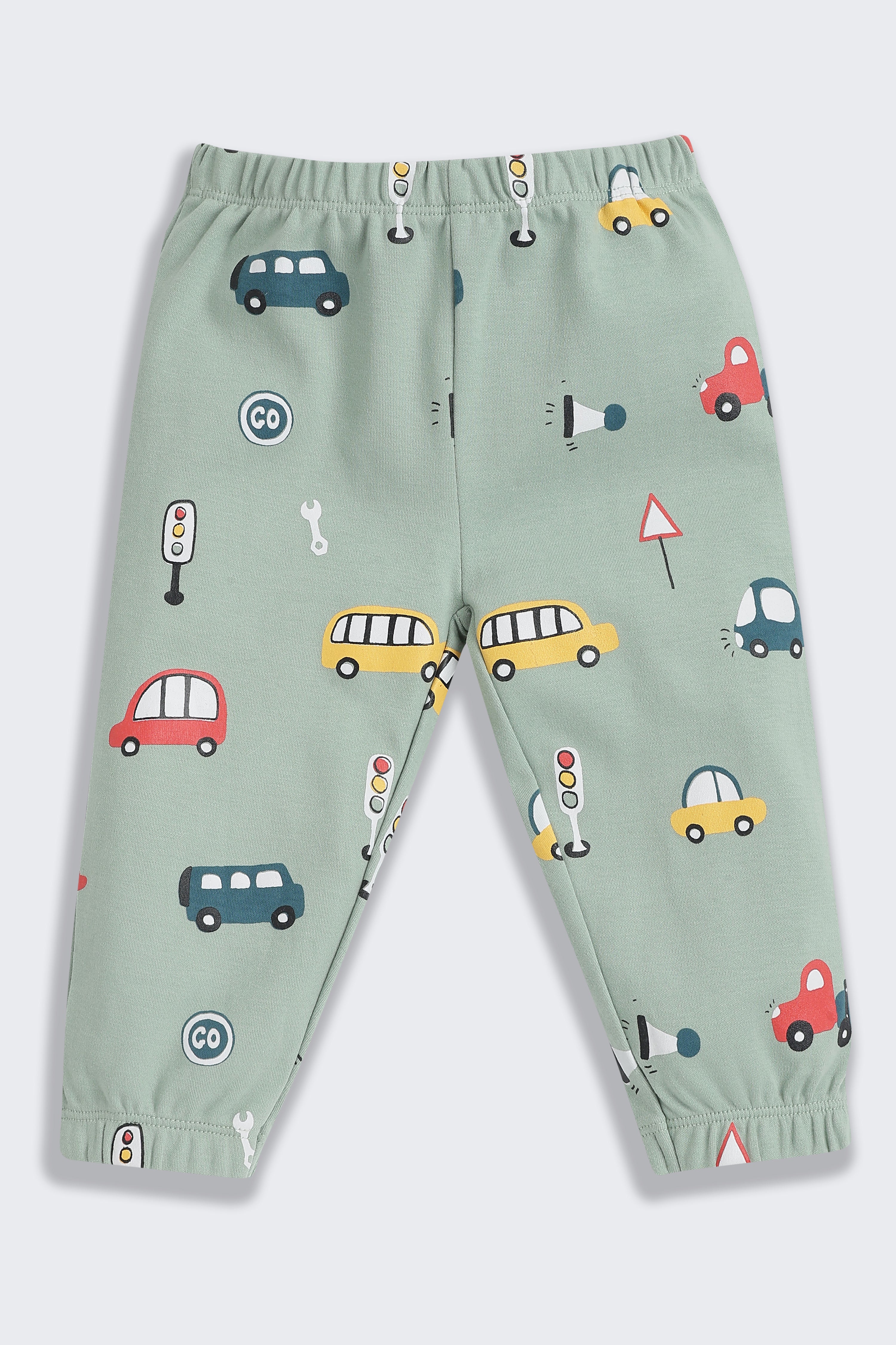 Green Bus Printed Regular Fit Co-ord Set for Infant Boys - Image 5