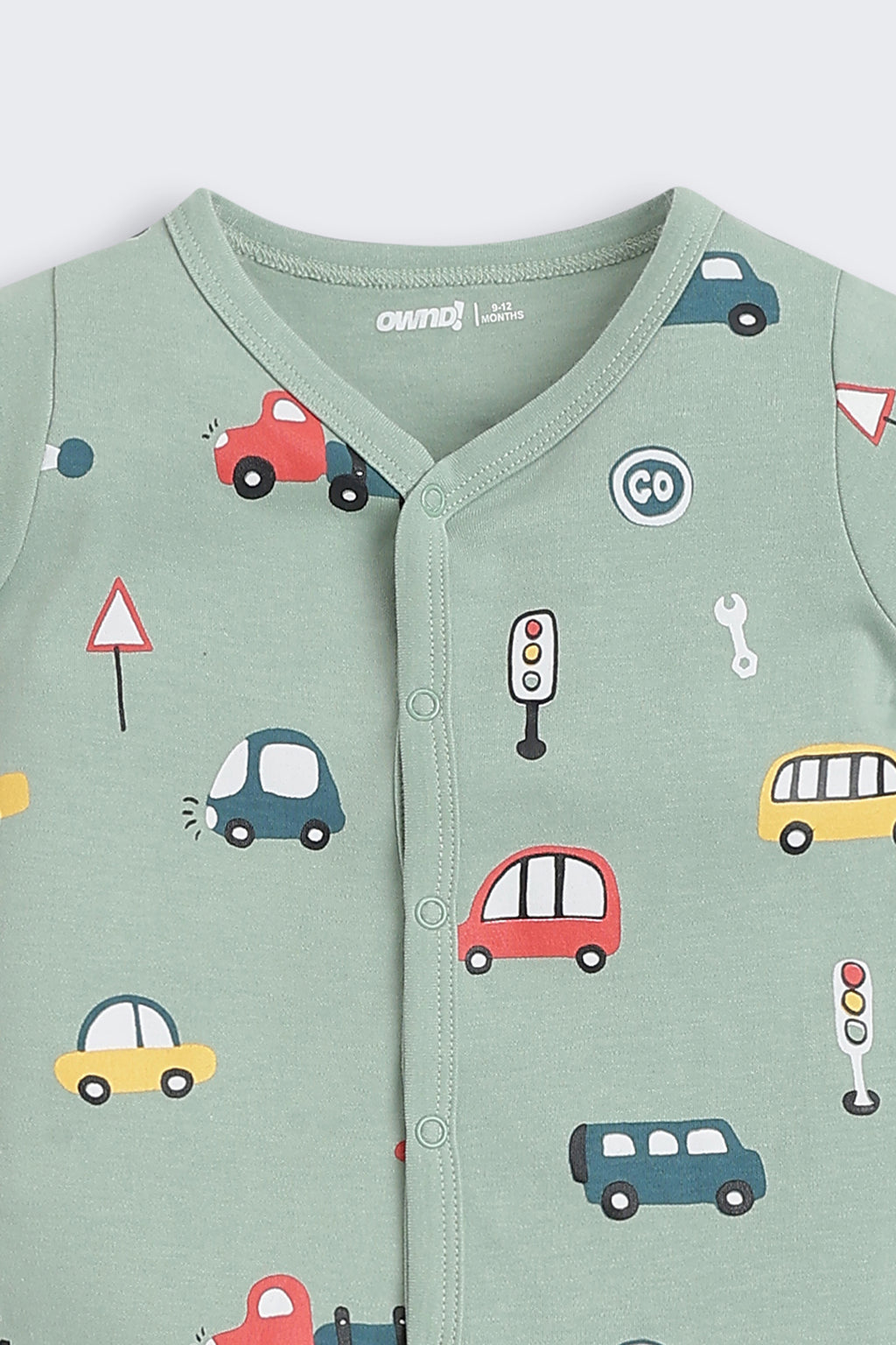 Green Bus Printed Regular Fit Co-ord Set for Infant Boys - Image 6