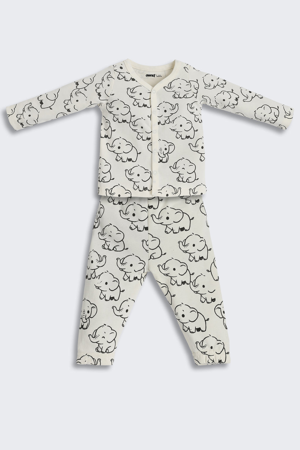 Off White Elephant Graphic Regular Fit Co-ord Set for Infant Boys - Image 2