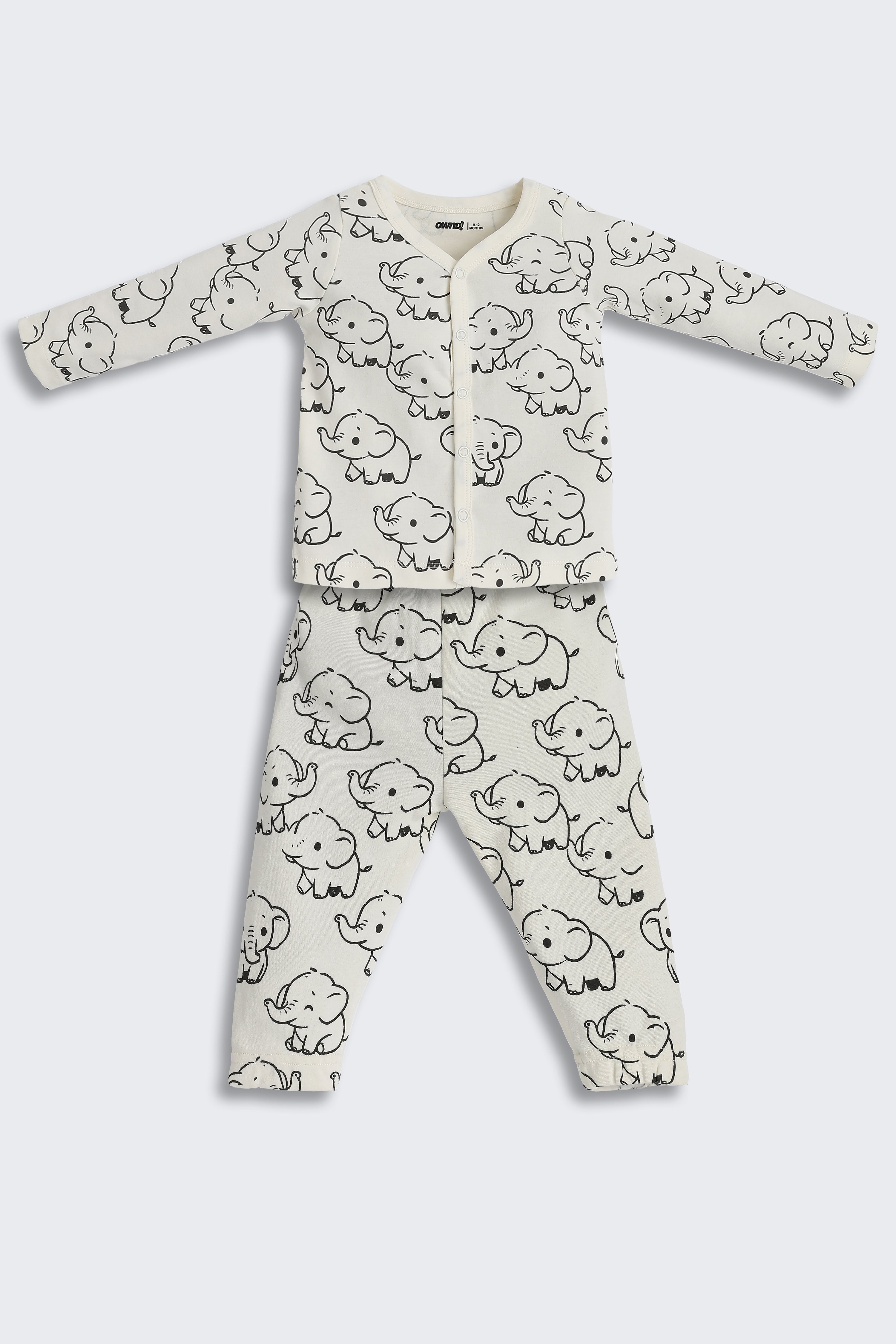 Off White Elephant Graphic Regular Fit Co-ord Set for Infant Boys - Image 2