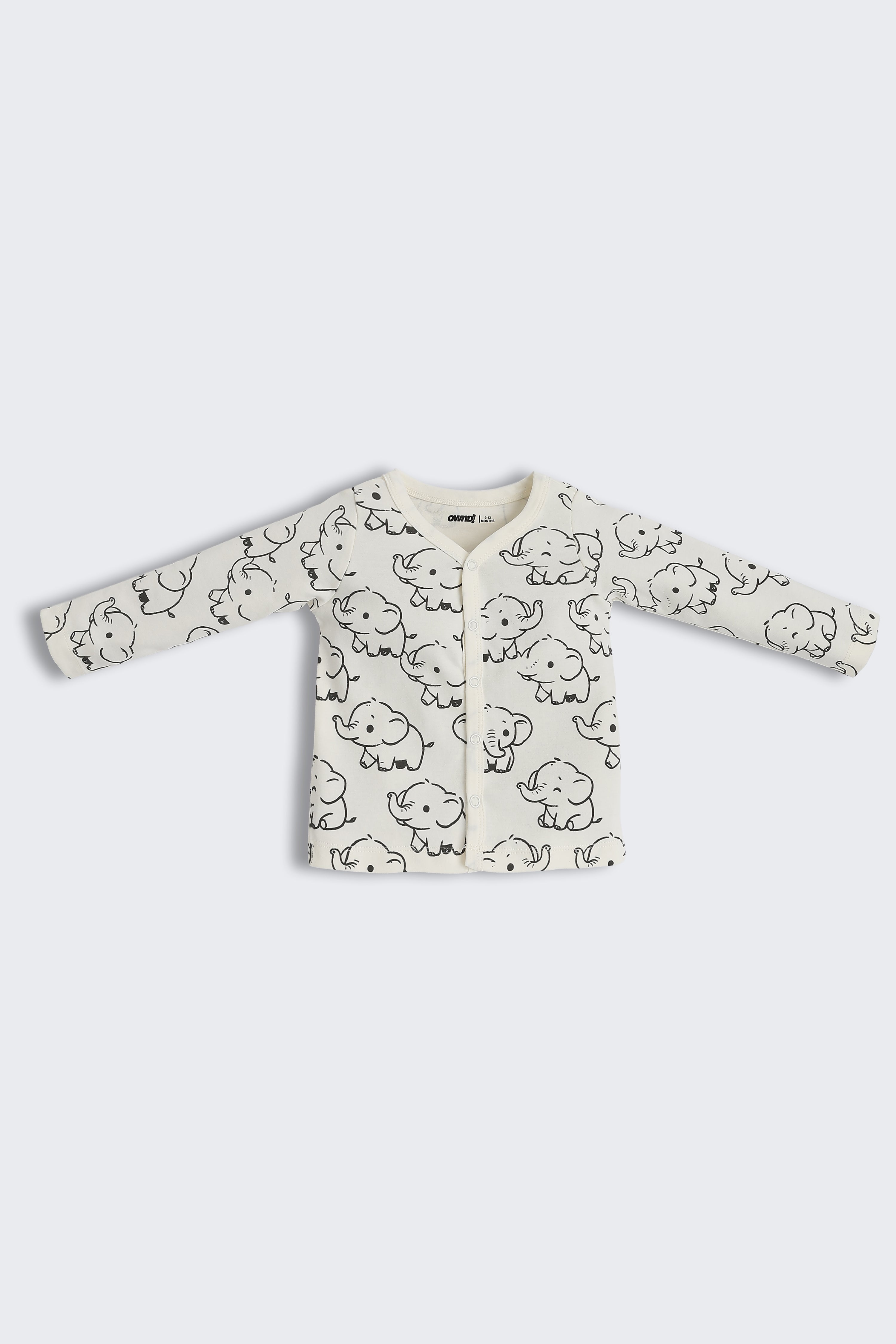 Off White Elephant Graphic Regular Fit Co-ord Set for Infant Boys - Image 3
