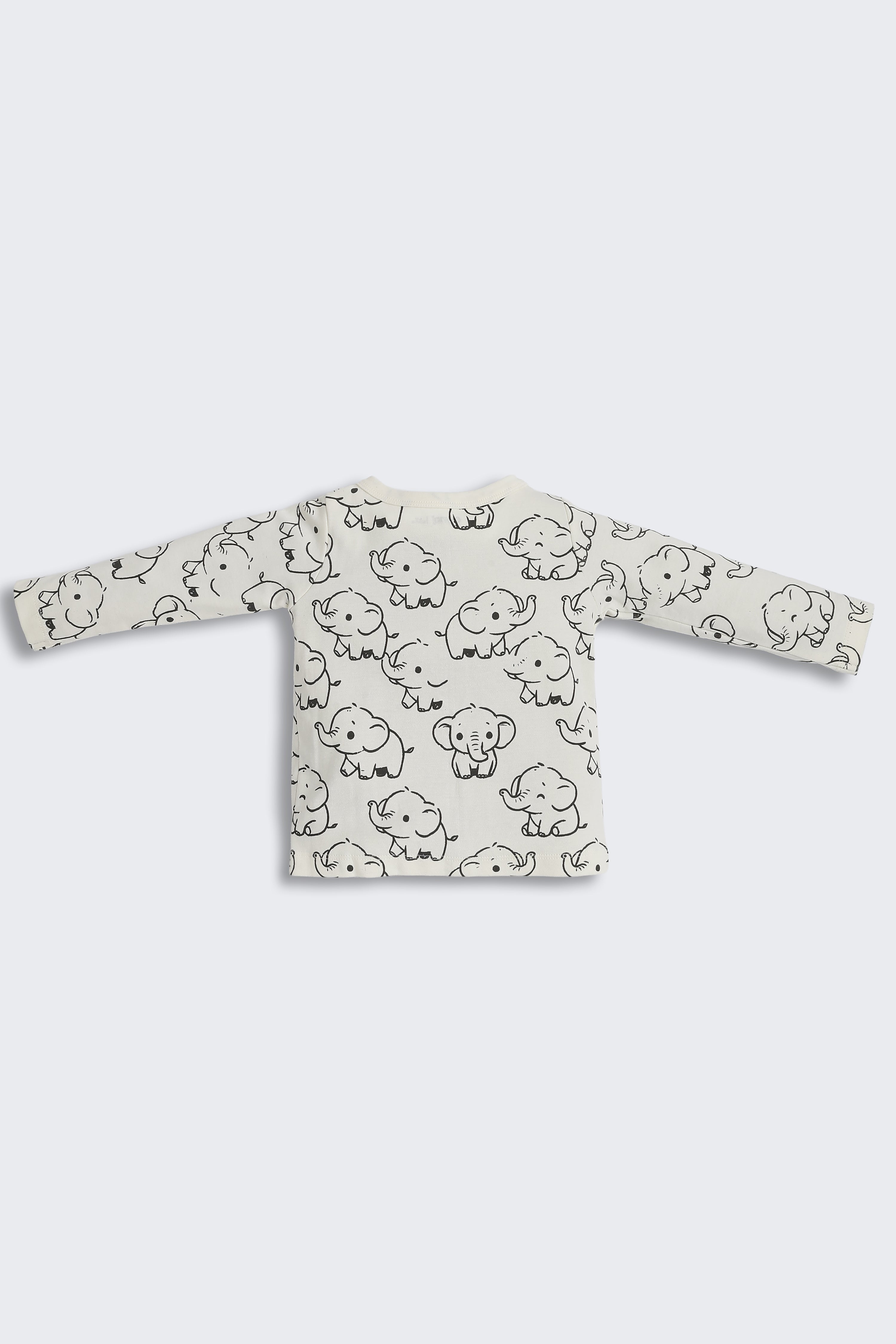 Off White Elephant Graphic Regular Fit Co-ord Set for Infant Boys - Image 4