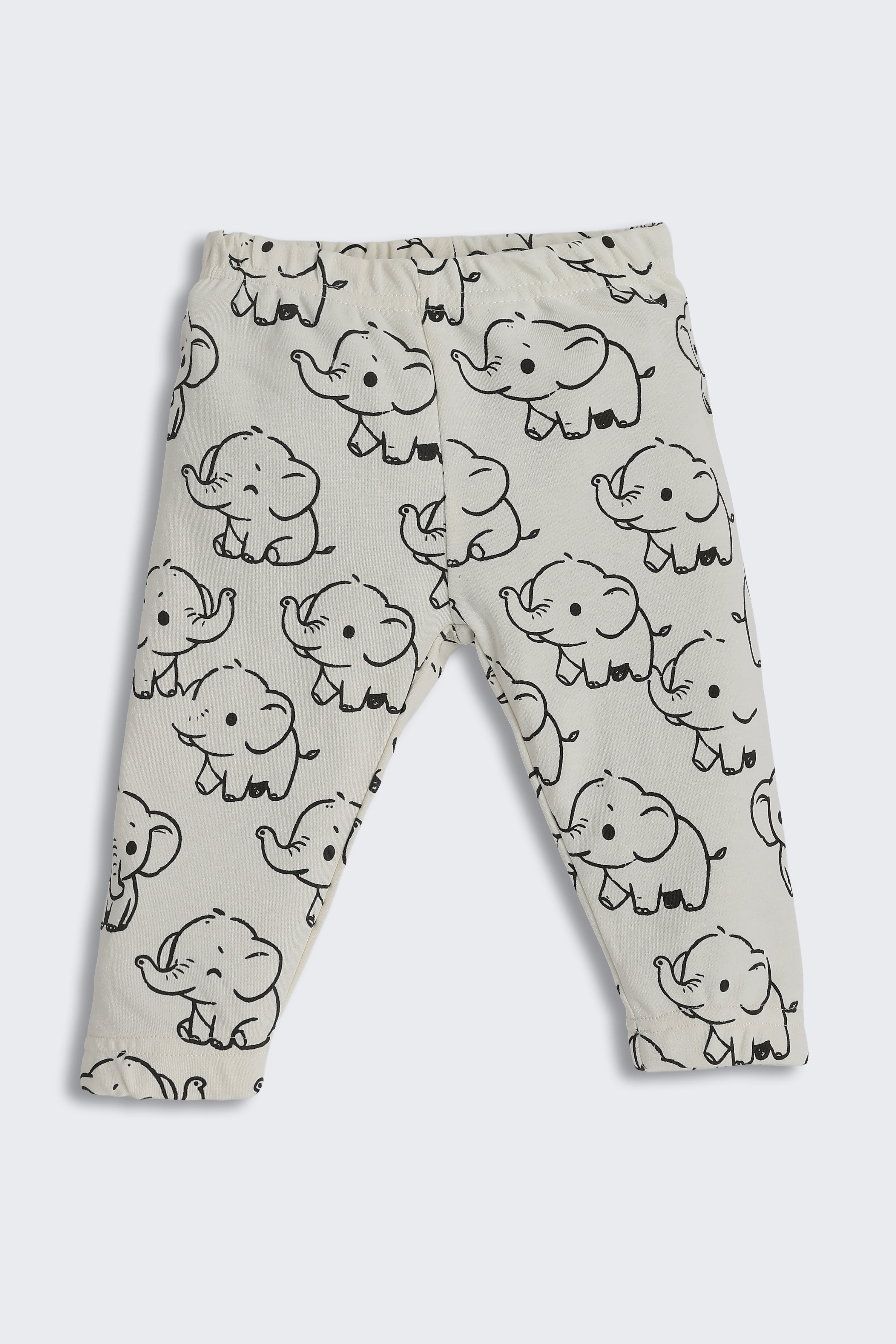 Off White Elephant Graphic Regular Fit Co-ord Set for Infant Boys - Image 5