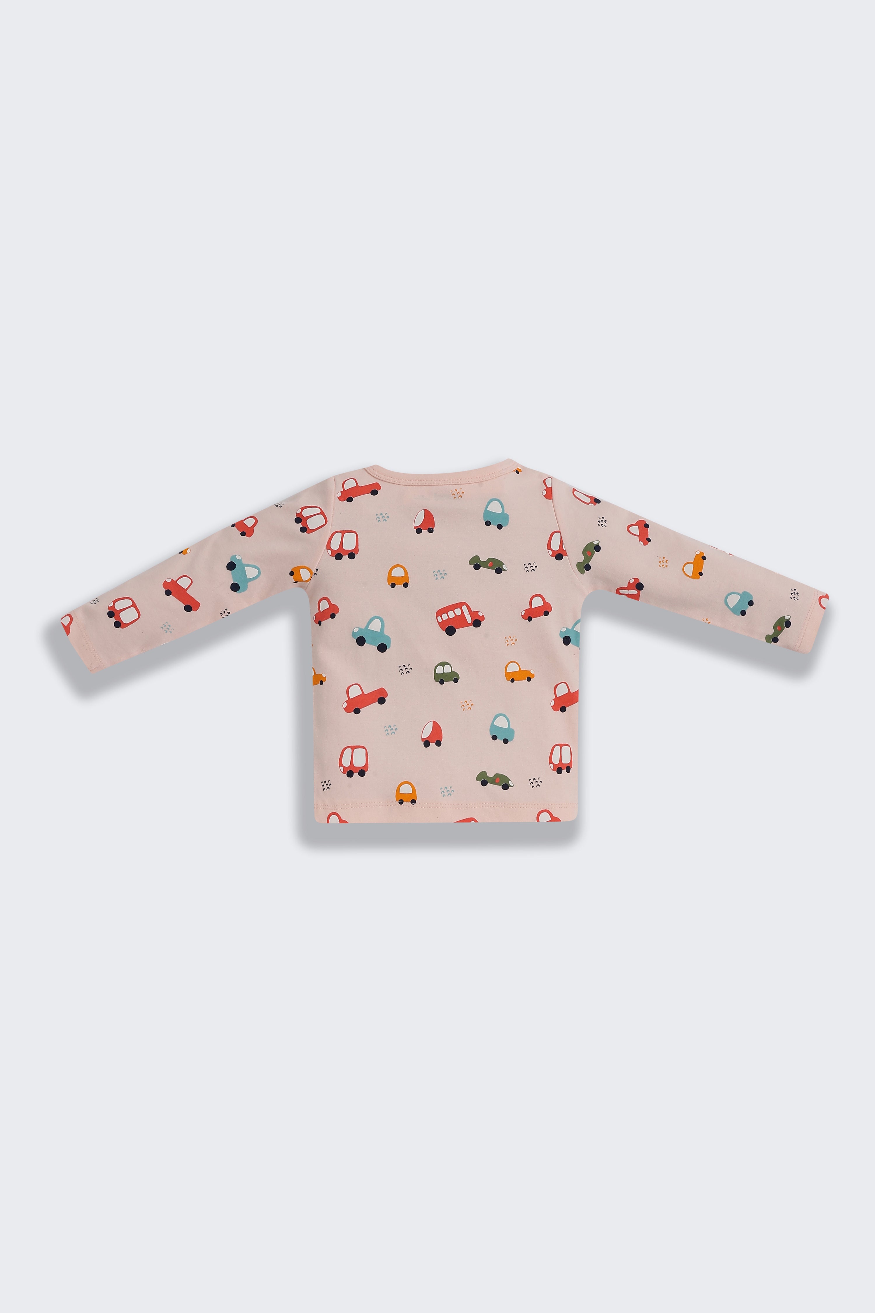 Peach Car Printed Regular Fit Co-ord Set for Infant Boys - Image 4