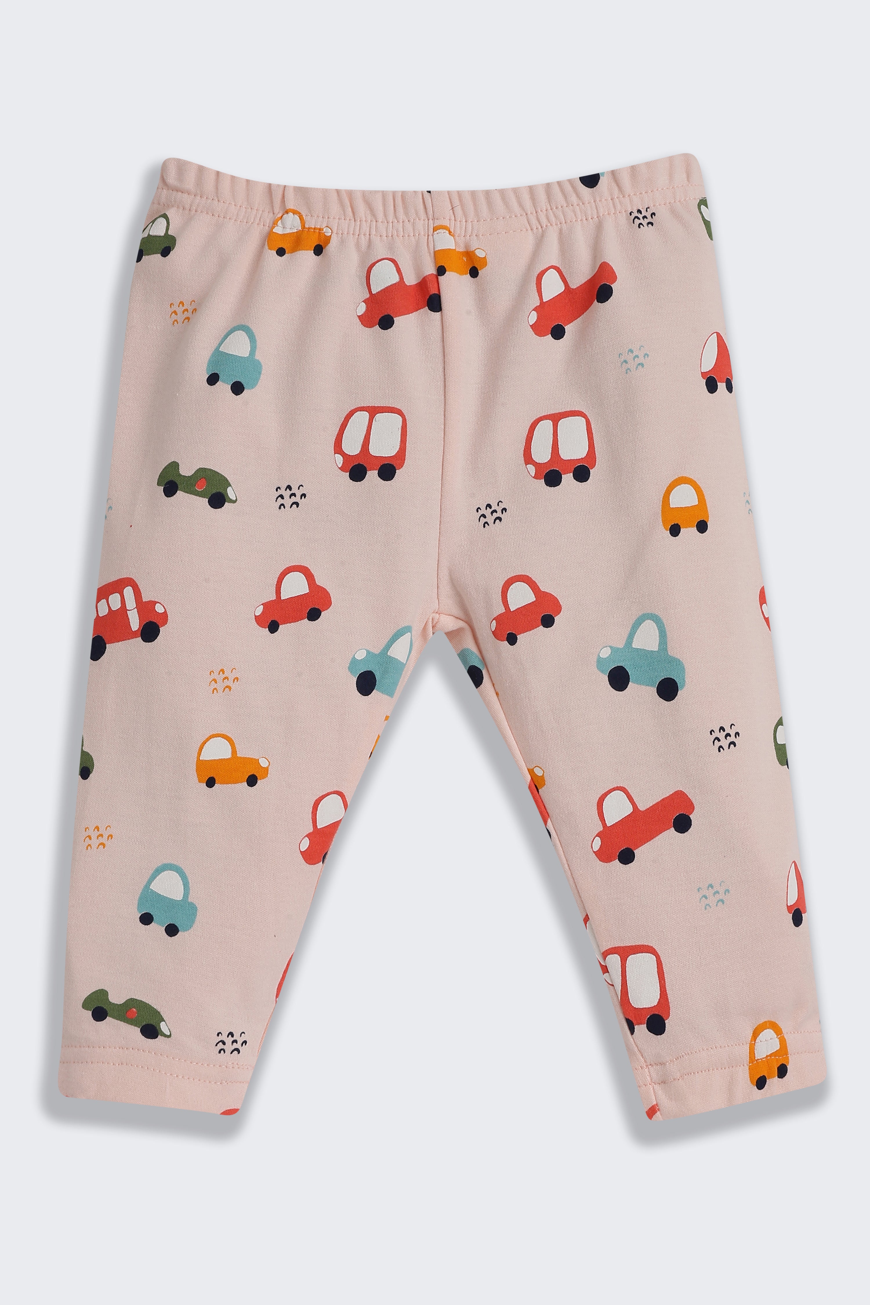 Peach Car Printed Regular Fit Co-ord Set for Infant Boys - Image 5