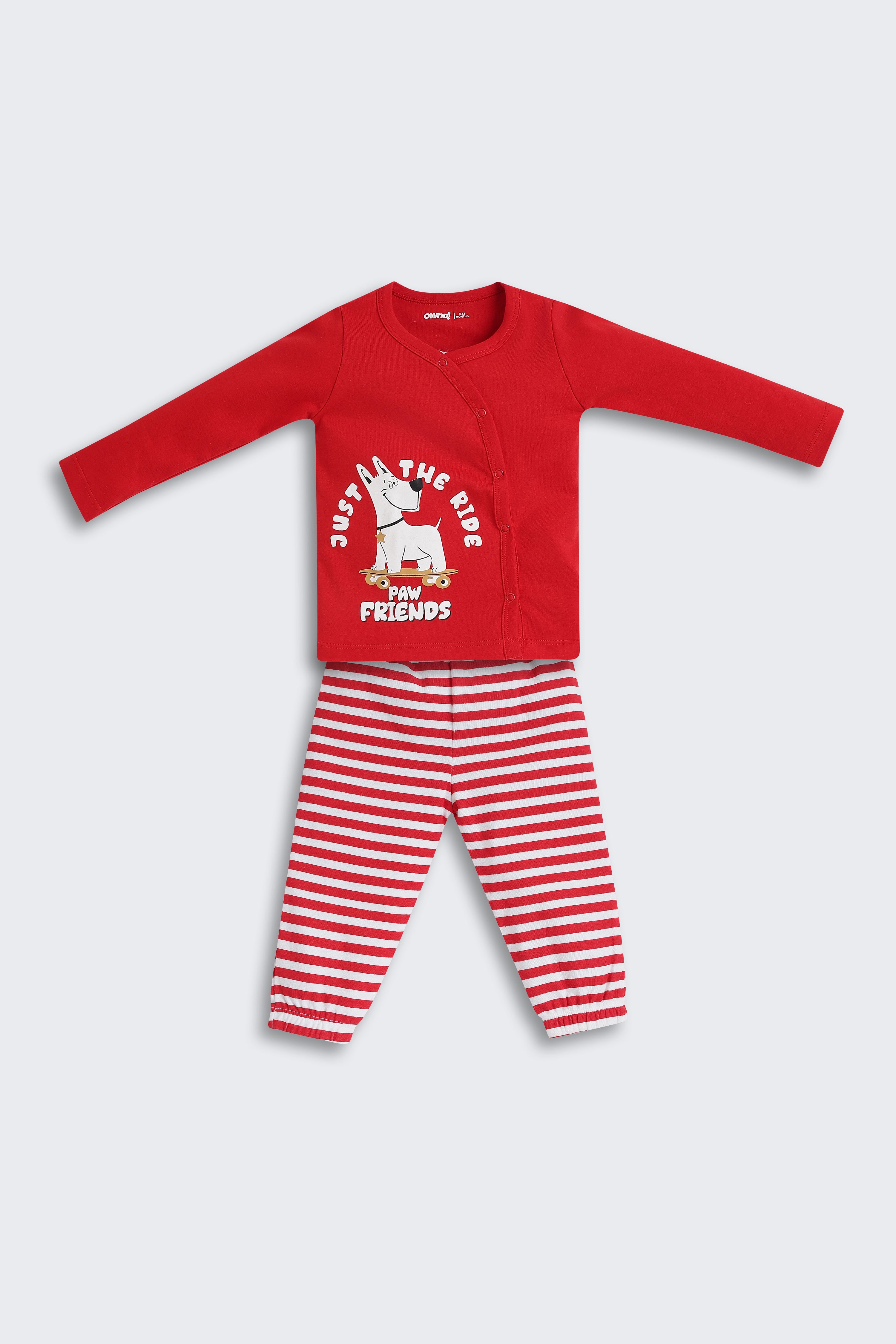 Red Dog Graphic Printed Regular Fit Co-ord Set for Infant Boys - Image 2