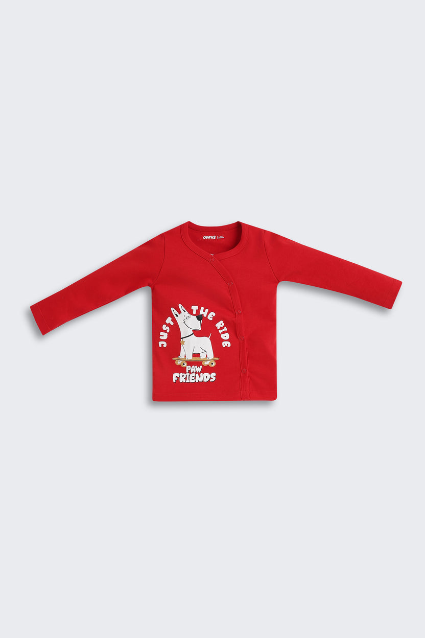 Red Dog Graphic Printed Regular Fit Co-ord Set For Infant Boys - Image 3