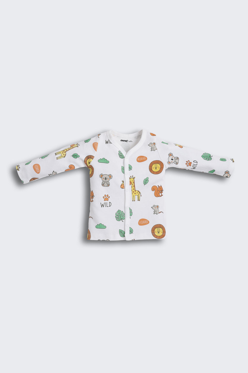 White Animal Printed Regular Fit Co-ord Set for Infant Boys - Image 3