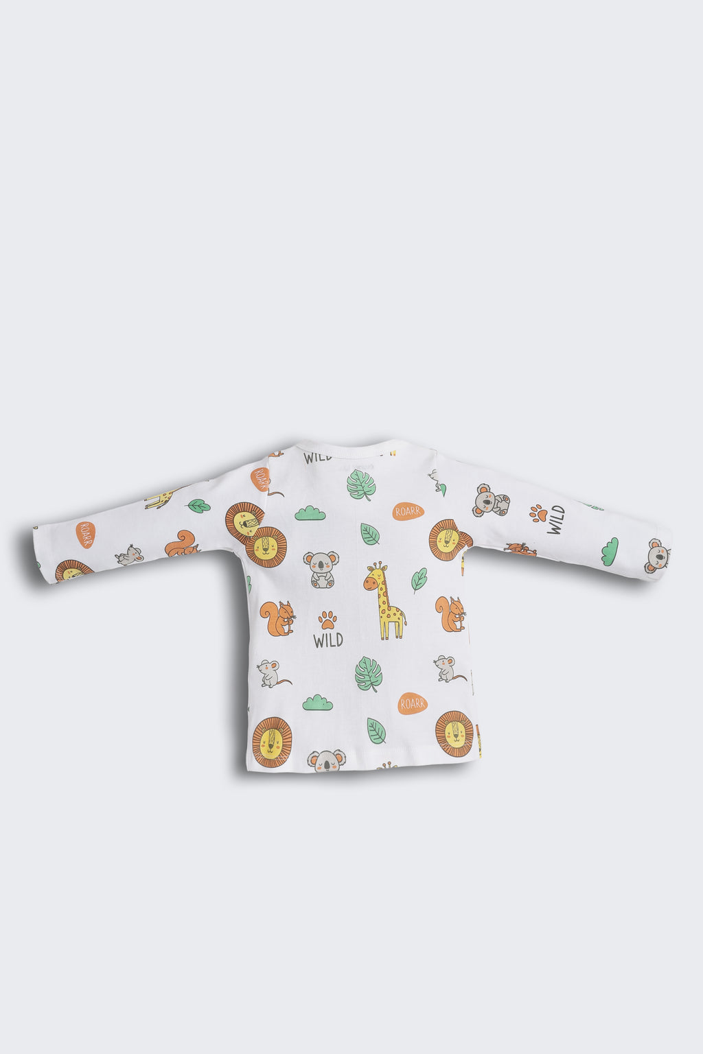 White Animal Printed Regular Fit Co-ord Set for Infant Boys - Image 4