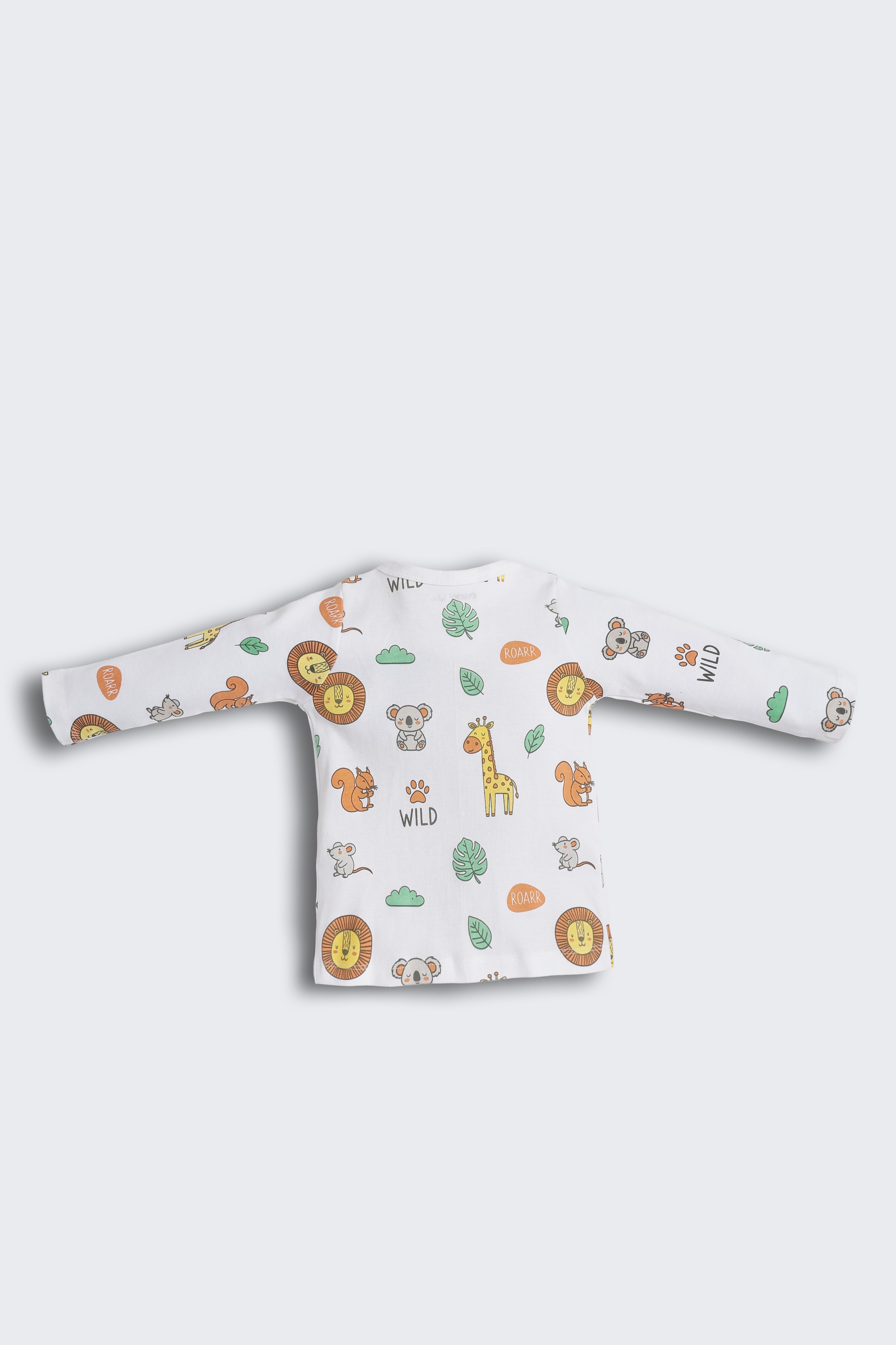 White Animal Printed Regular Fit Co-ord Set for Infant Boys - Image 4