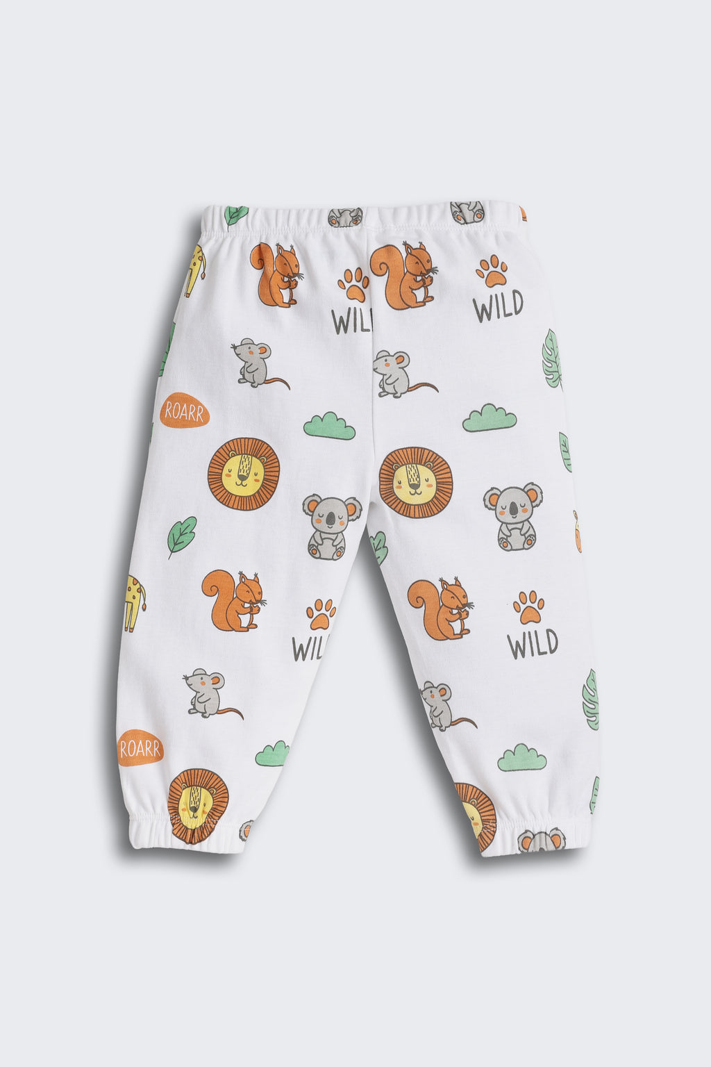 White Animal Printed Regular Fit Co-ord Set for Infant Boys - Image 5